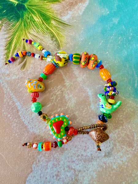 Bird Charm Coloured Island Bracelet