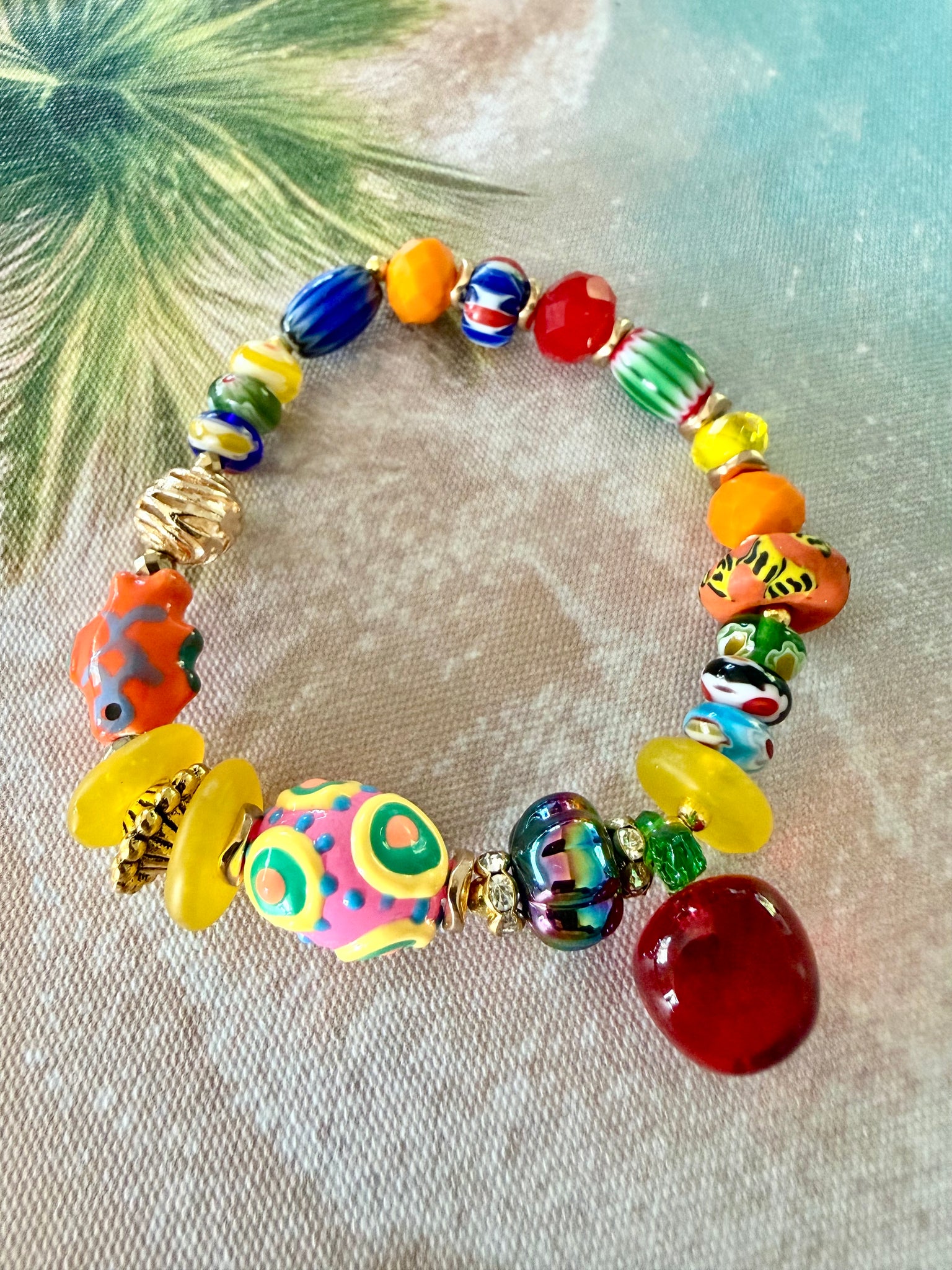 Tropical Fiesta Glass Bead Bracelet