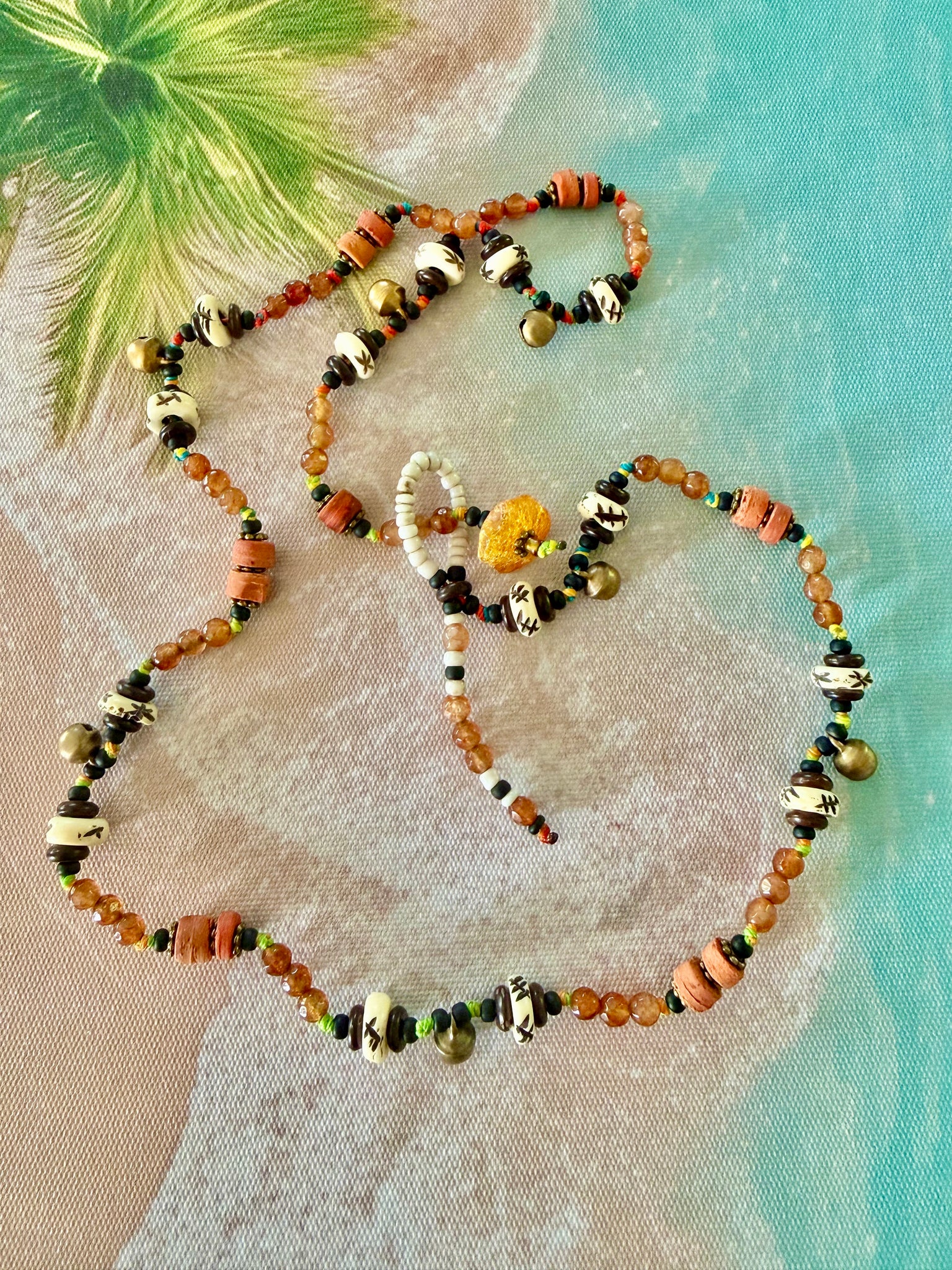 Coastal Amber Stone Wrap Bracelet