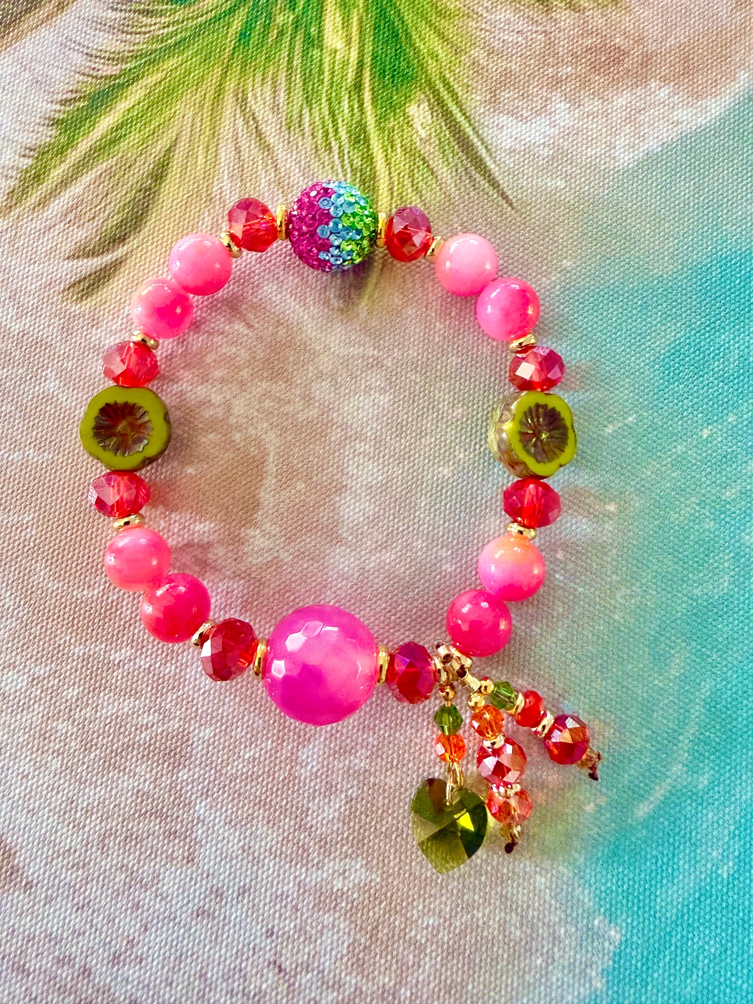 Island Pink Crystal & Stone Bracelet