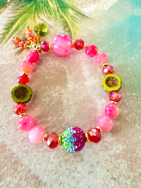 Island Pink Crystal & Stone Bracelet