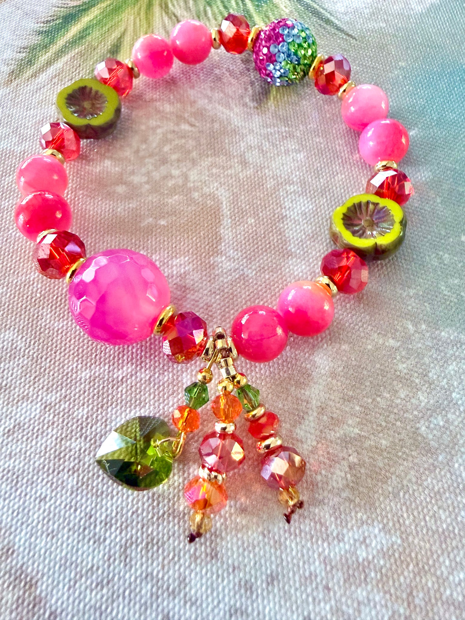 Island Pink Crystal & Stone Bracelet