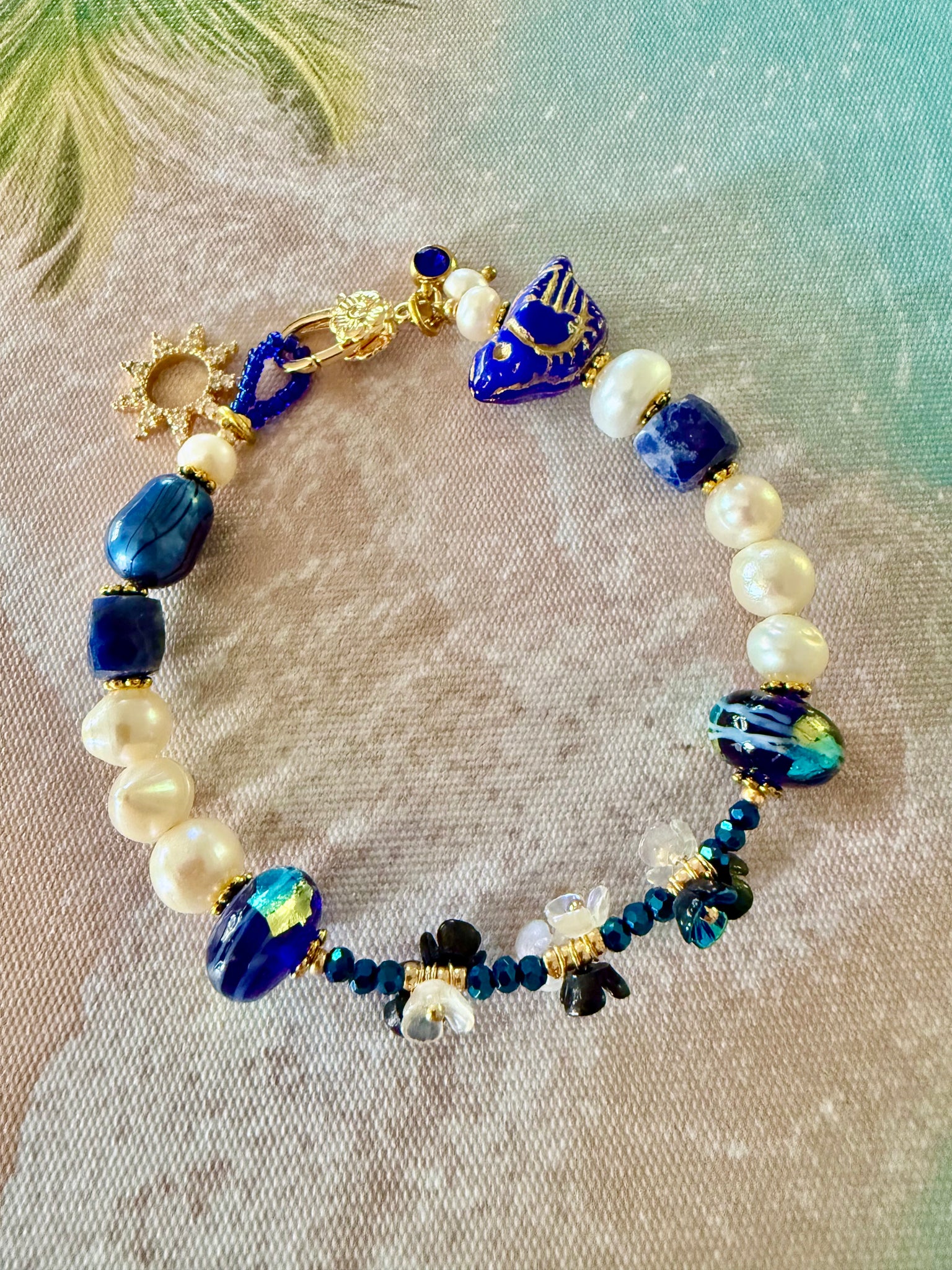 Blue Bird Pearl Bracelet