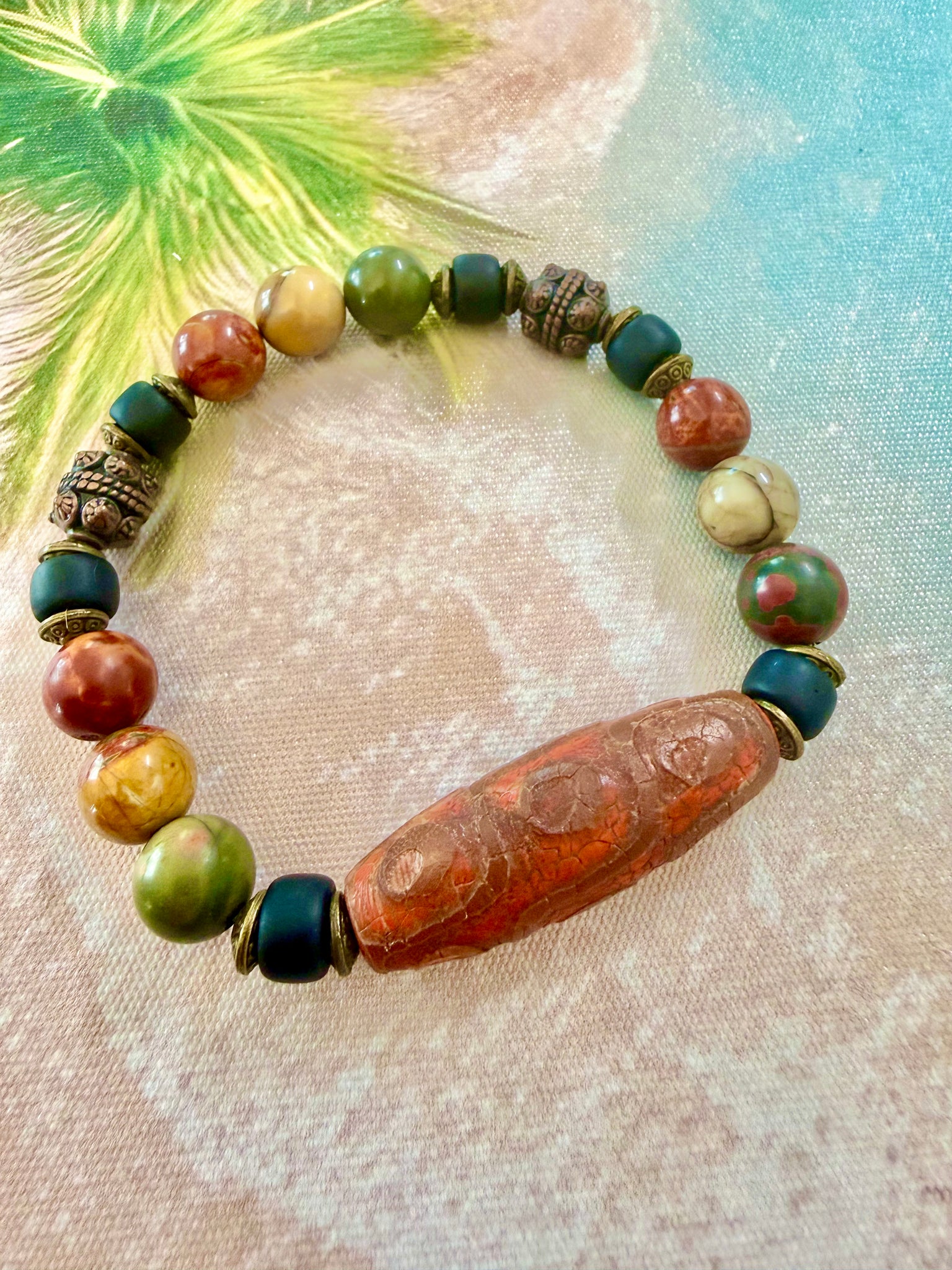 Mens Tribal Protection Dzi Bracelet