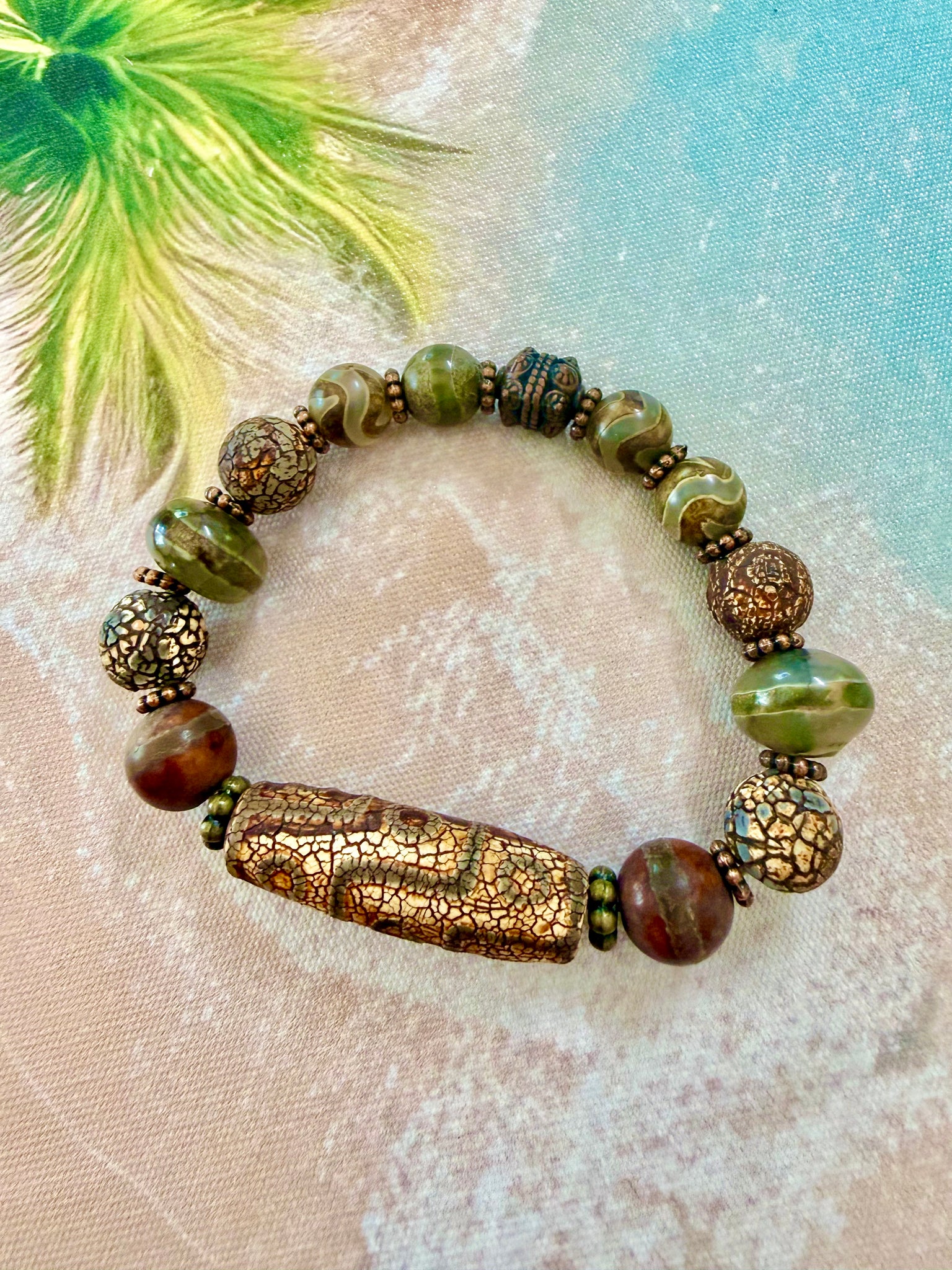 Tibetan Dzi Earth Stone  Bracelet