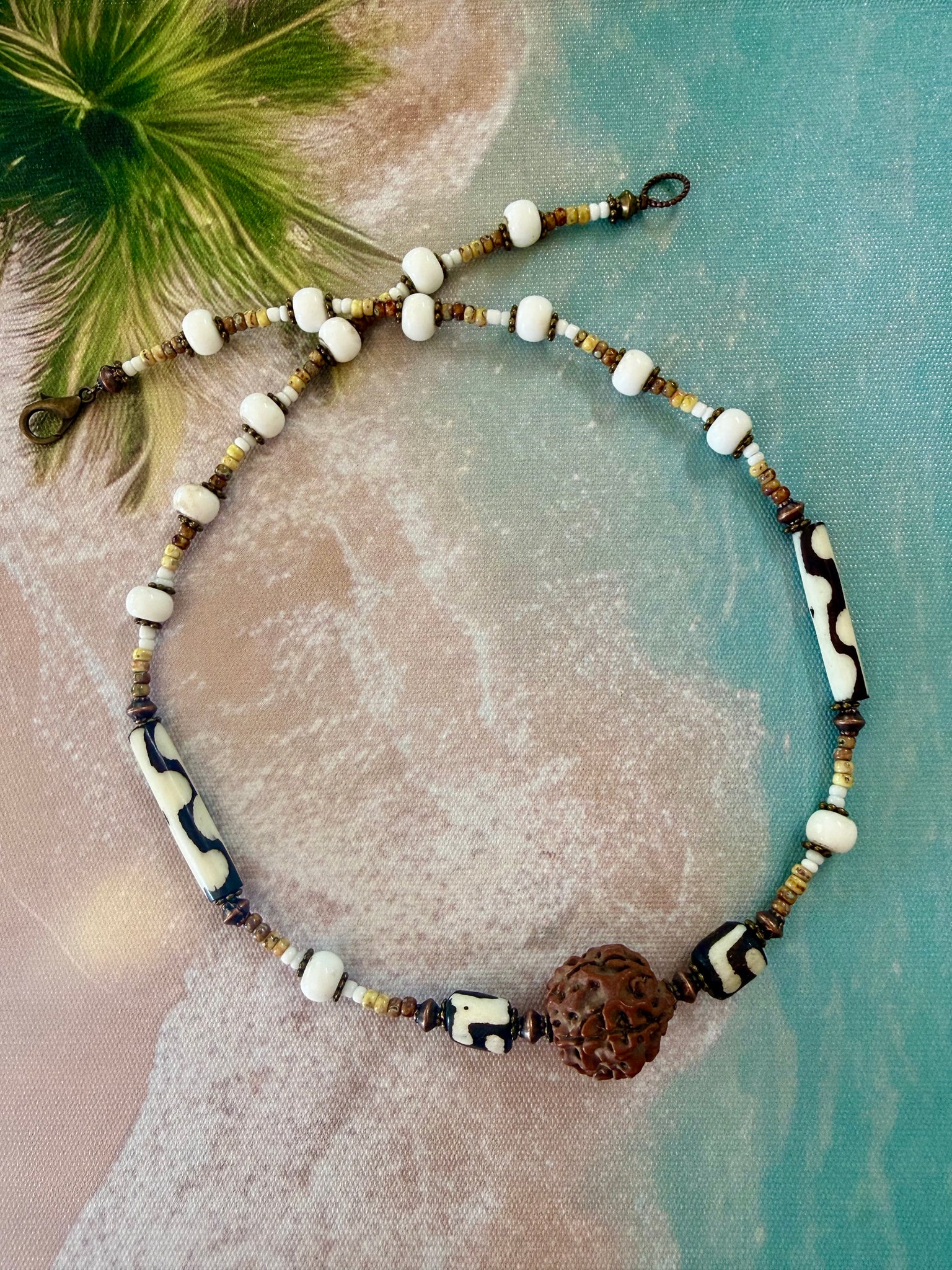 Tribal Nomad Dzi Bead  Necklace