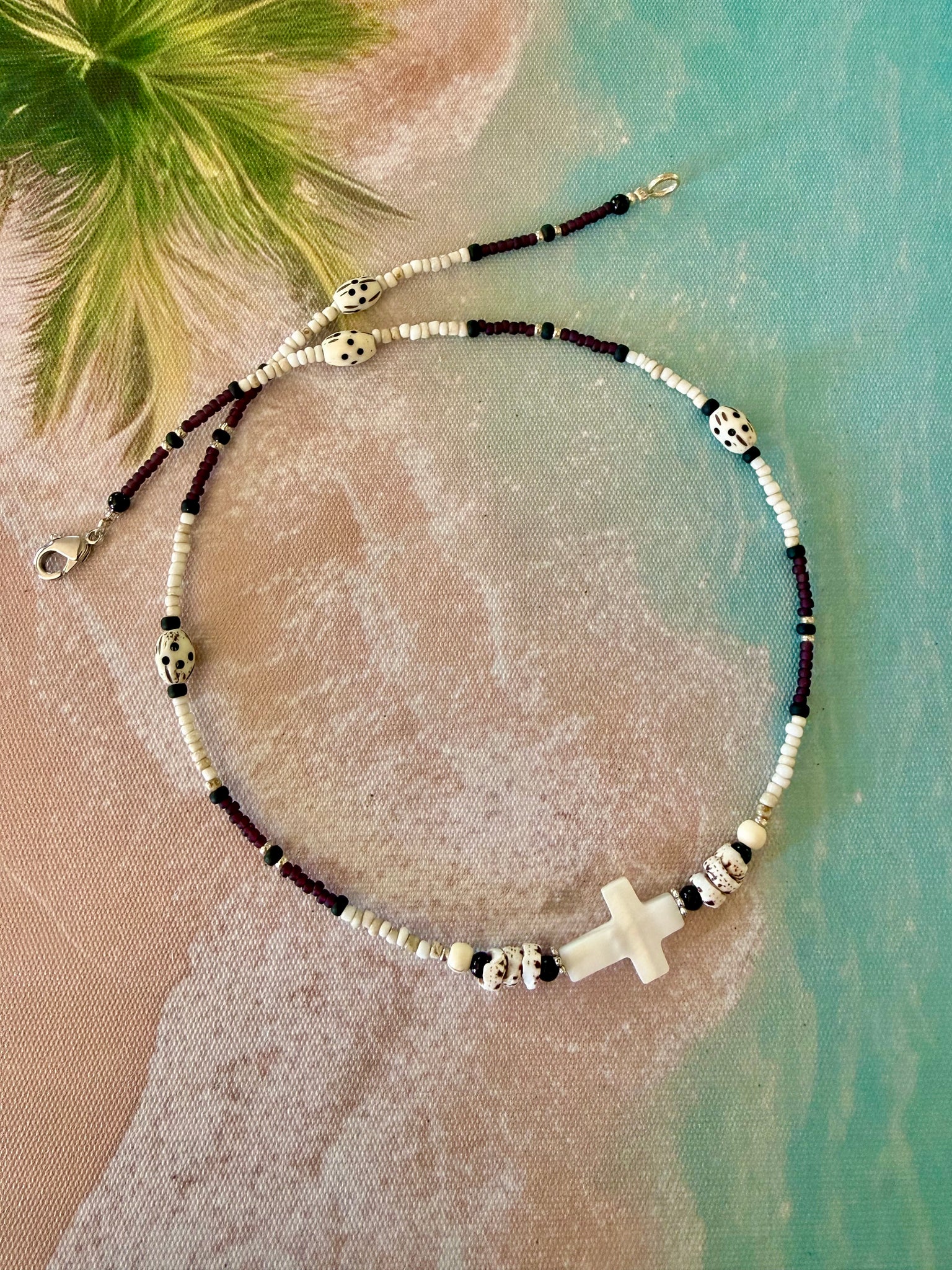 Bali Tribal Cross Seed Bead Necklace