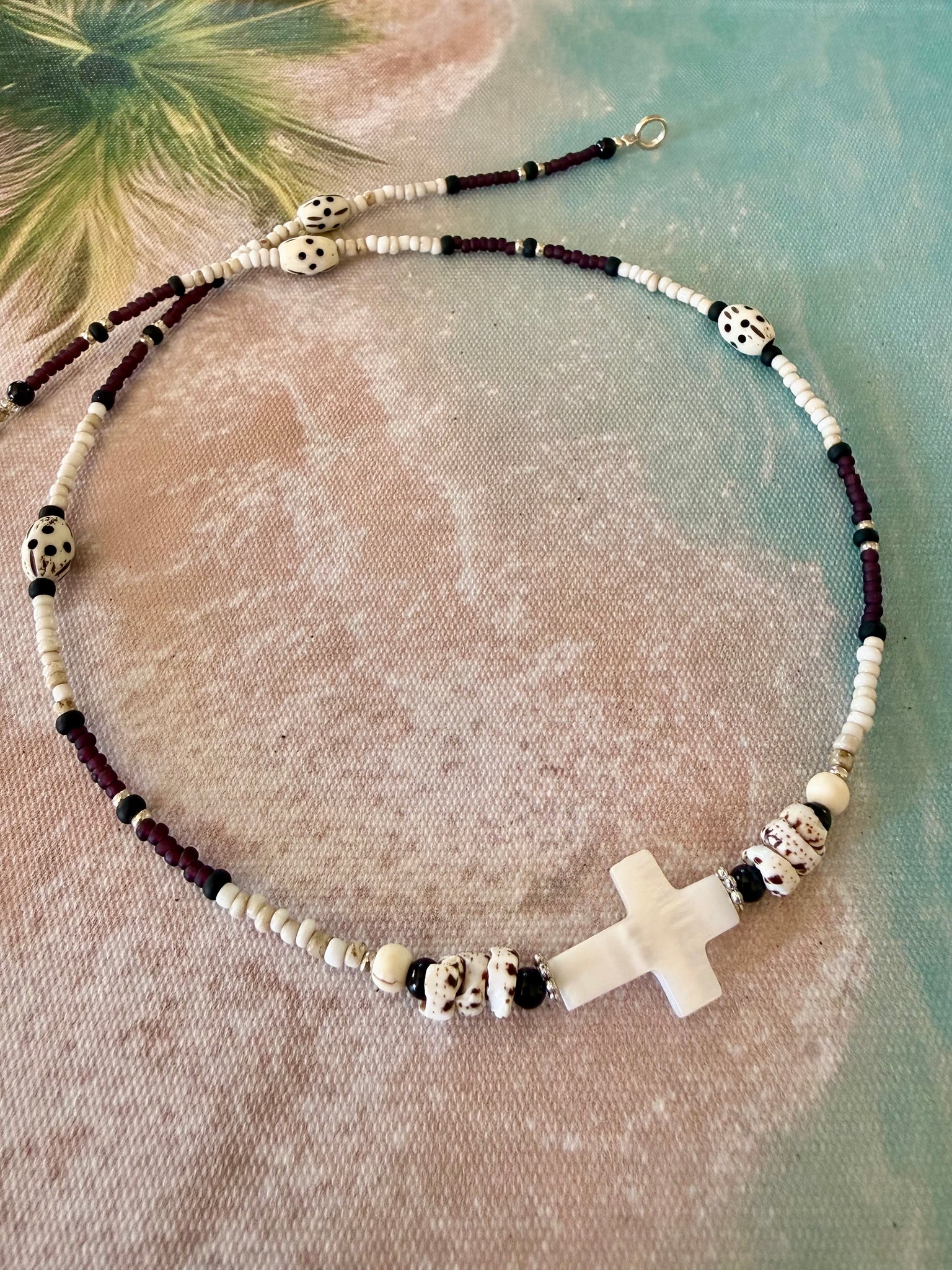 Bali Tribal Cross Seed Bead Necklace