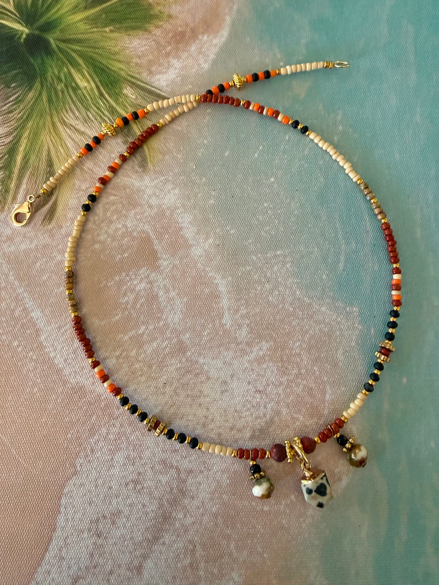 Bohemian Tribal Sunset Seed Bead Necklace