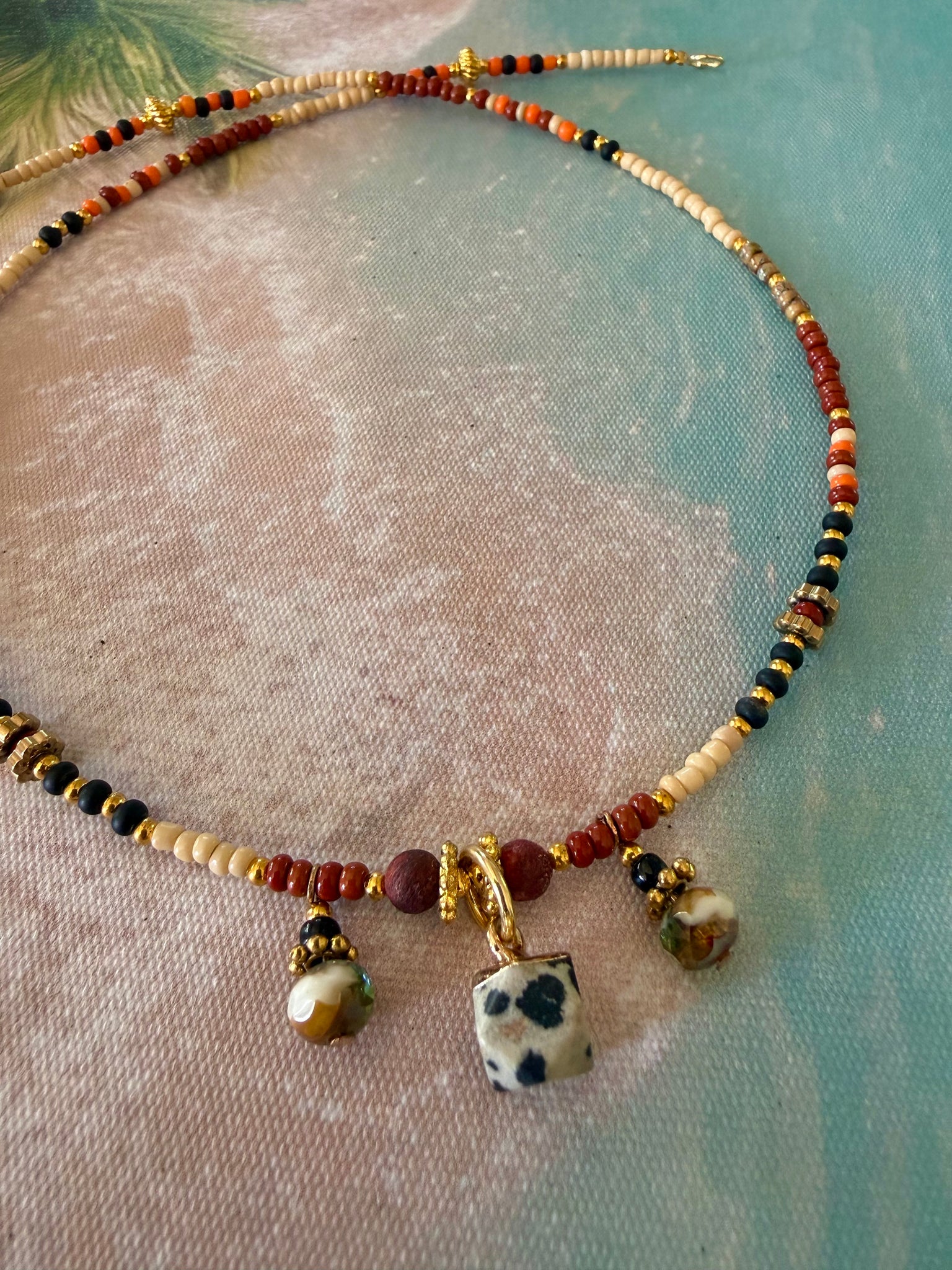 Bohemian Tribal Sunset Seed Bead Necklace