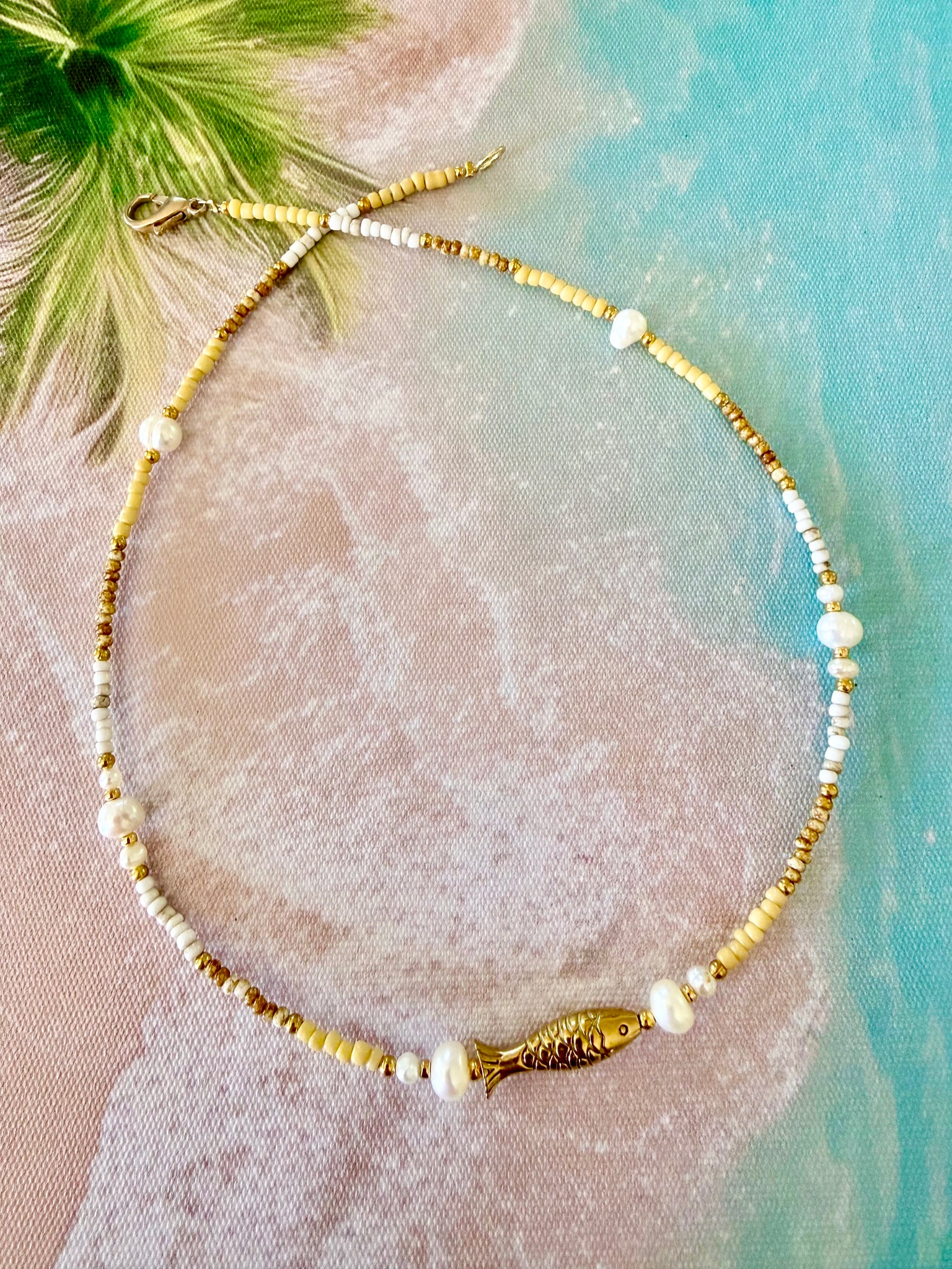 Golden Island Fish Seed Bead Necklace