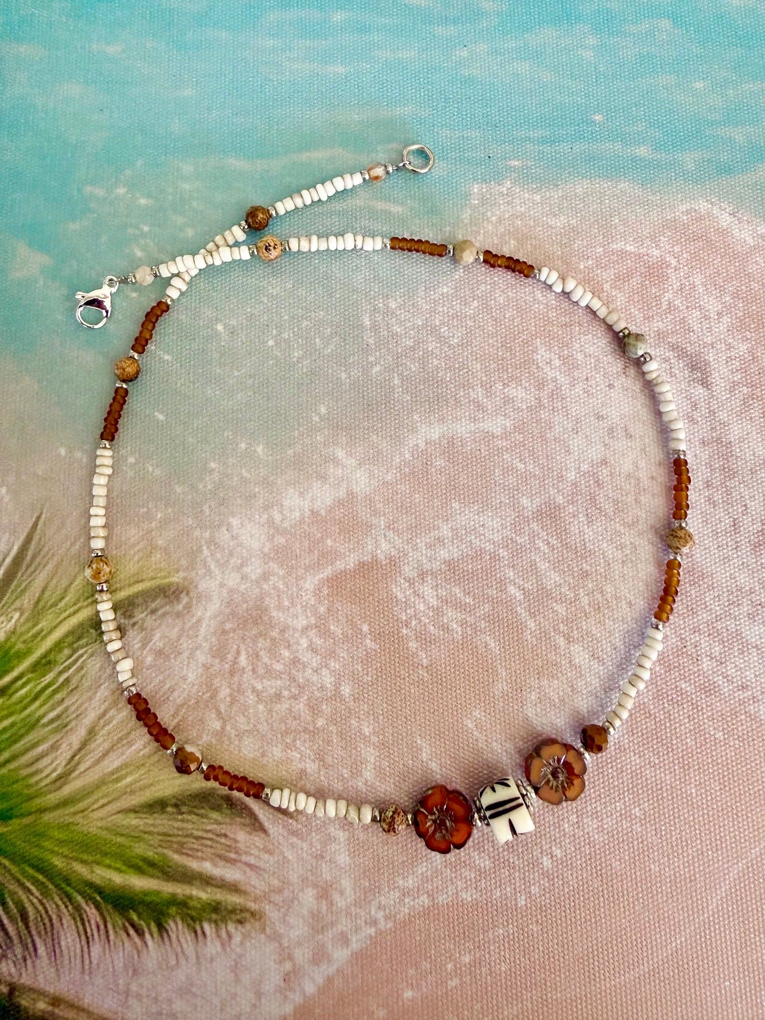 Island Flower Beaded Necklace