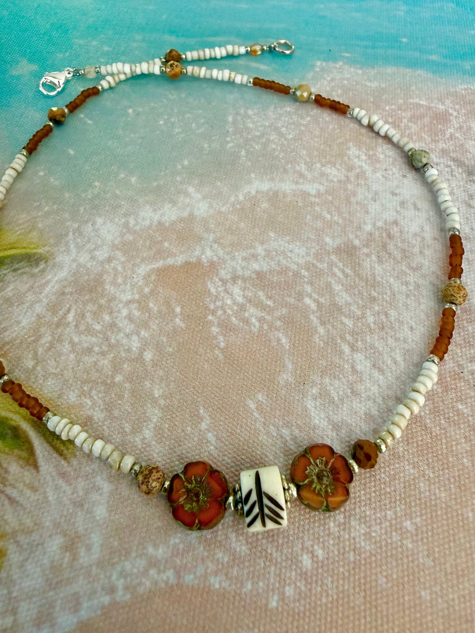 Island Flower Beaded Necklace