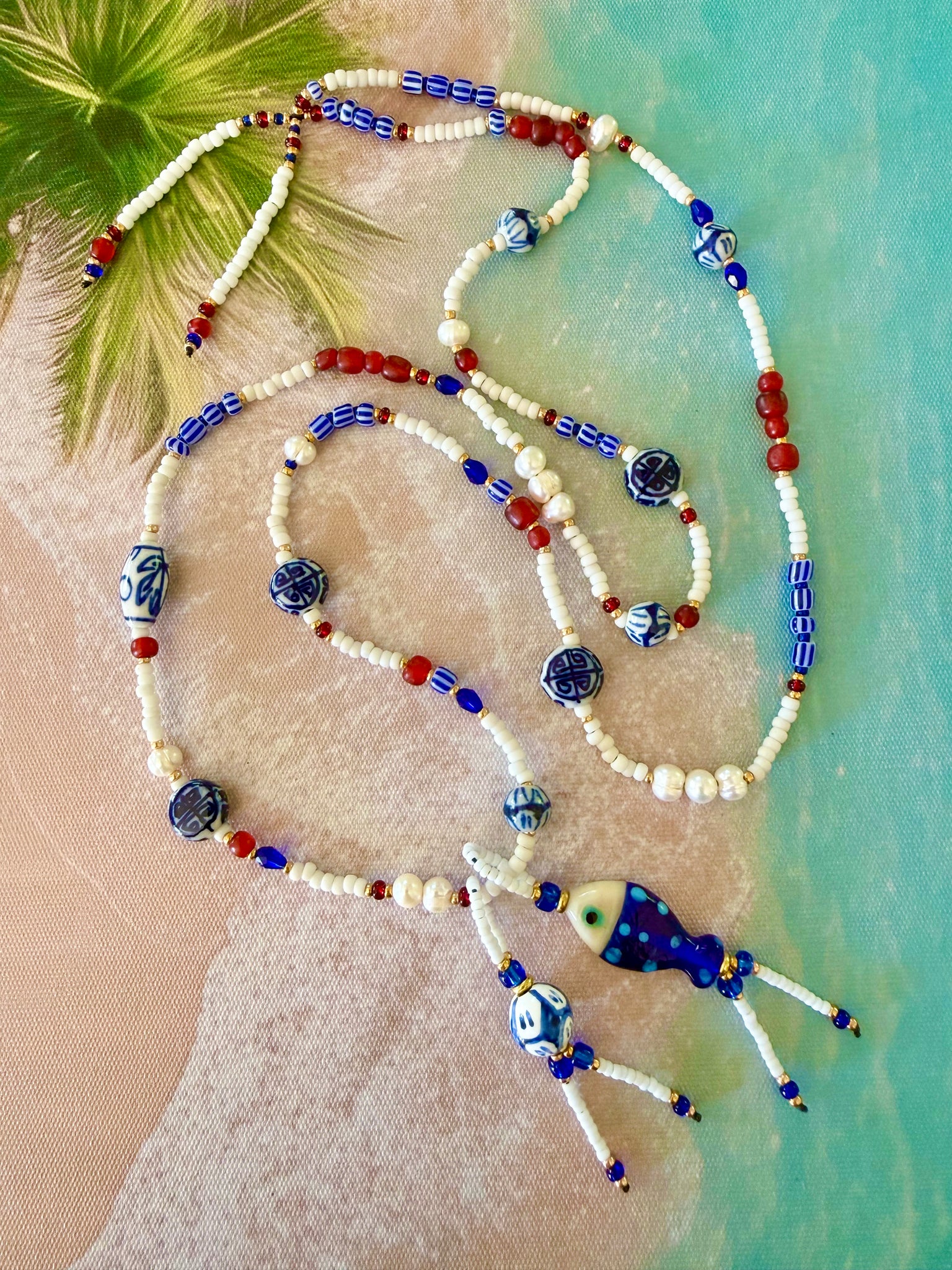 Boho Greek Island Seed Bead Necklace