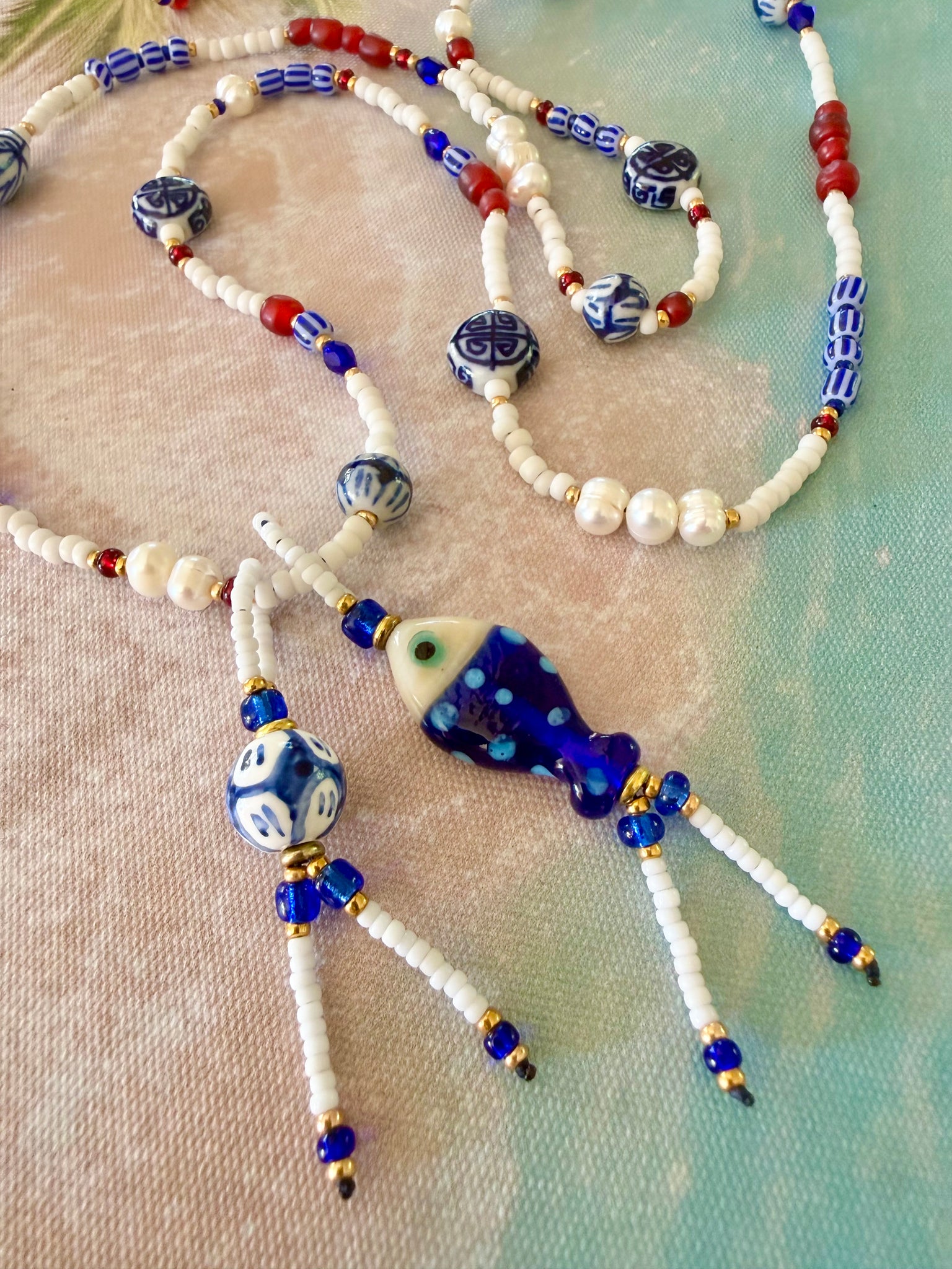 Boho Greek Island Seed Bead Necklace
