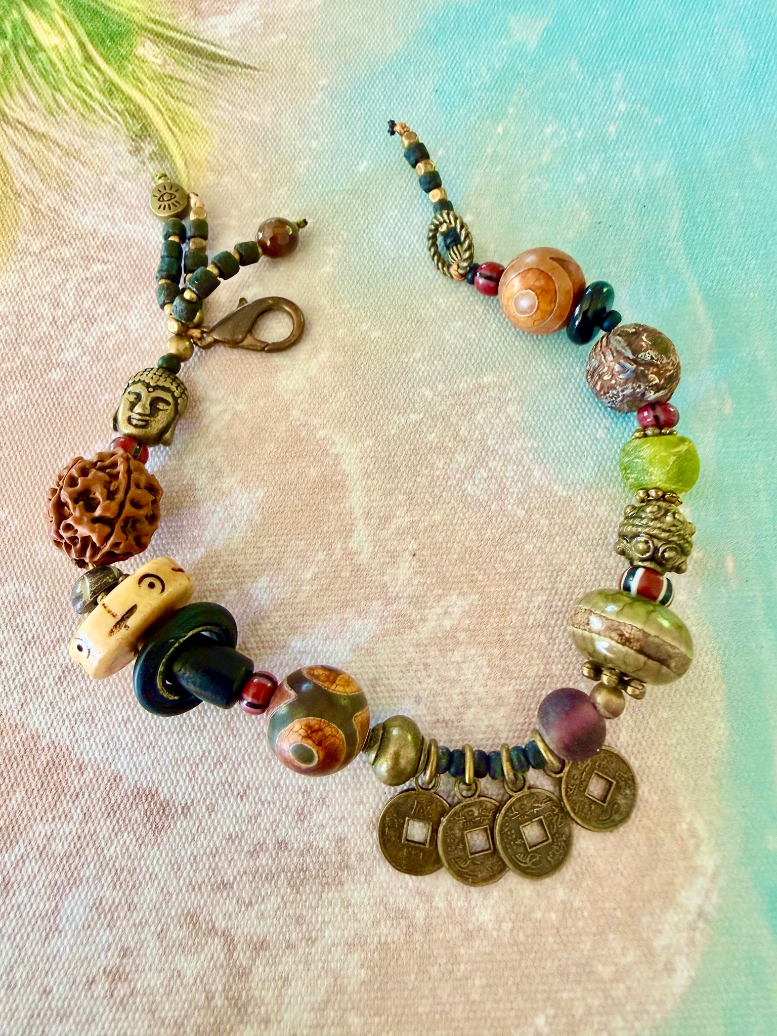 Buddha Coin Boho Stone Bracelet
