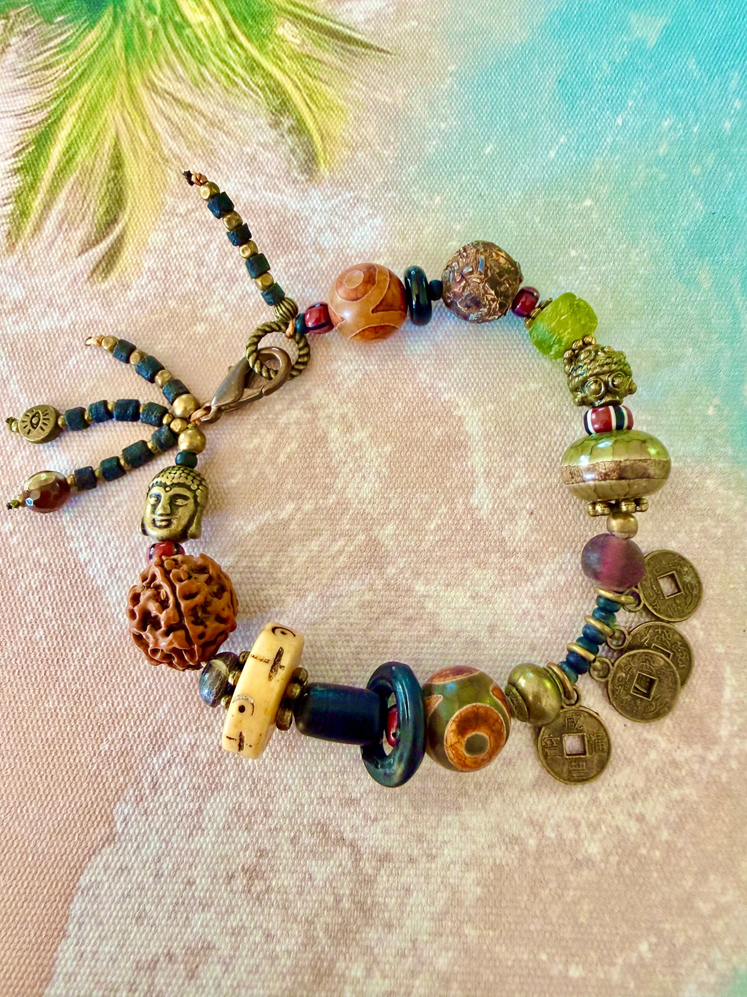 Buddha Coin Boho Stone Bracelet