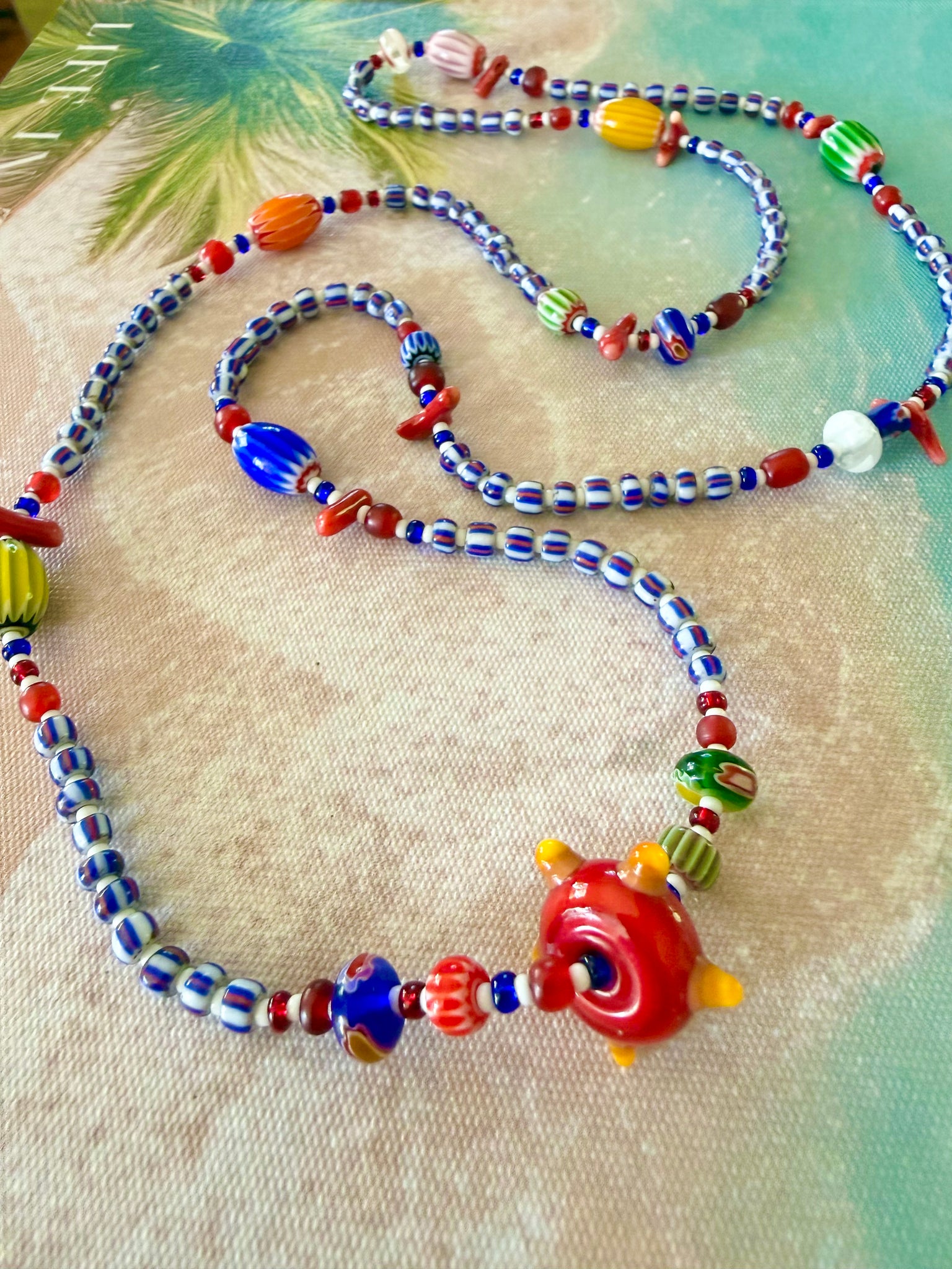 Mediterranean Glass Bead Necklace