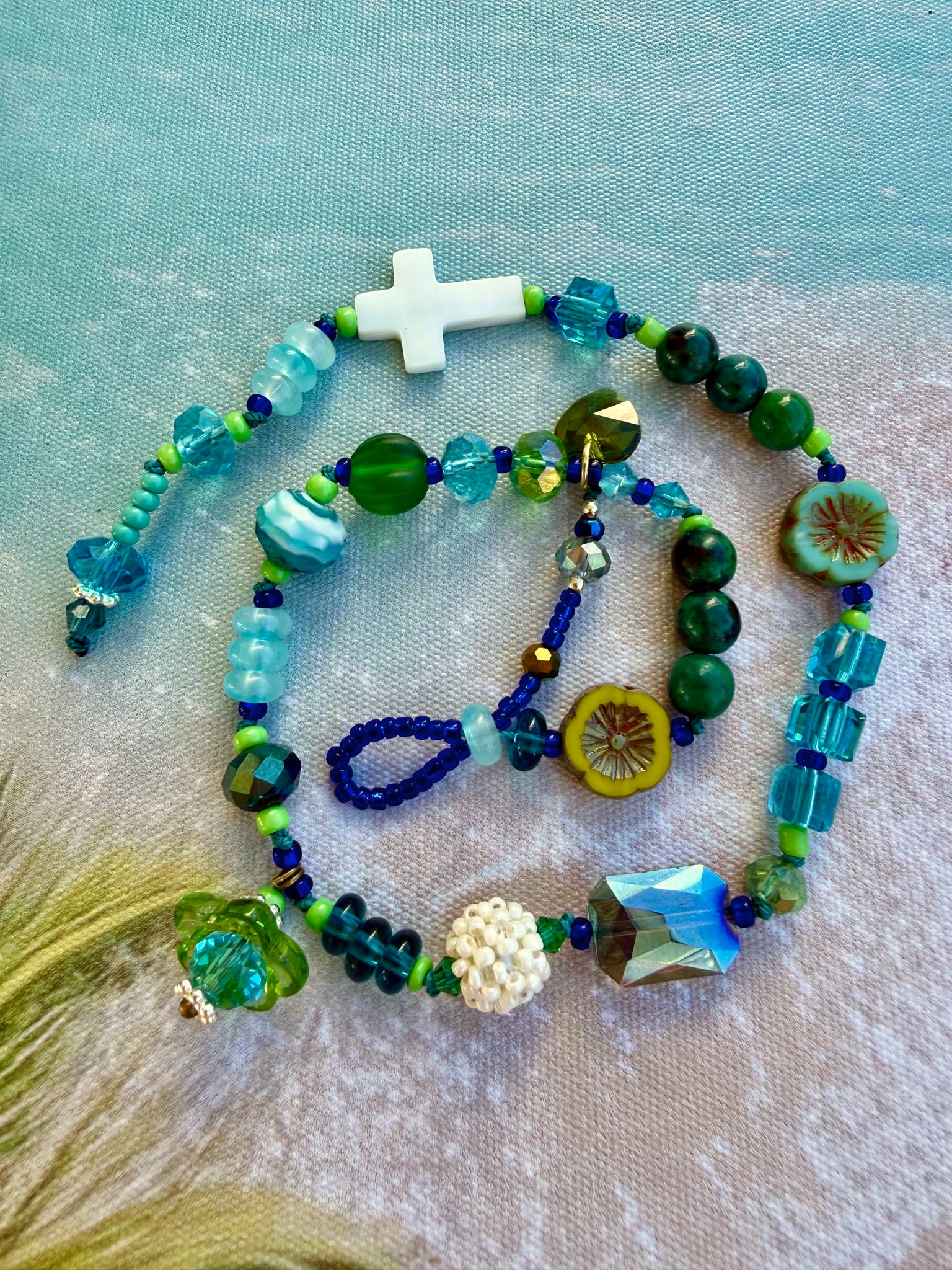 Boho Ocean Cross Knotted Wrap Bracelet