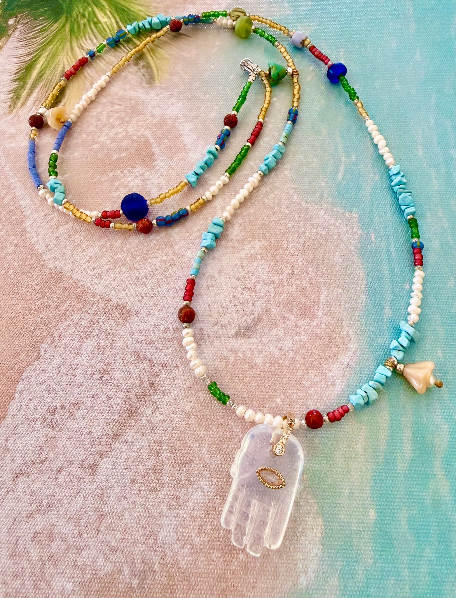 Sea Breeze Hamsa Hand Necklace