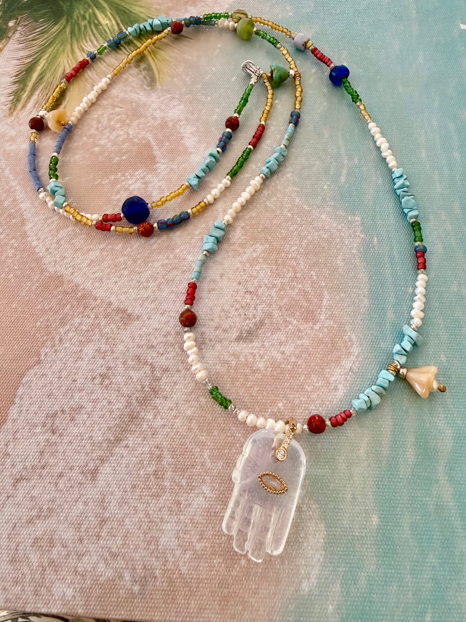 Sea Breeze Hamsa Necklace