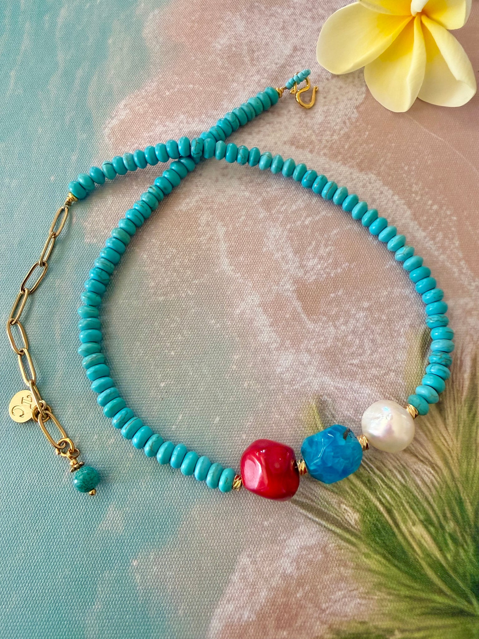 Santorini Ocean Pearl & Coral Necklace