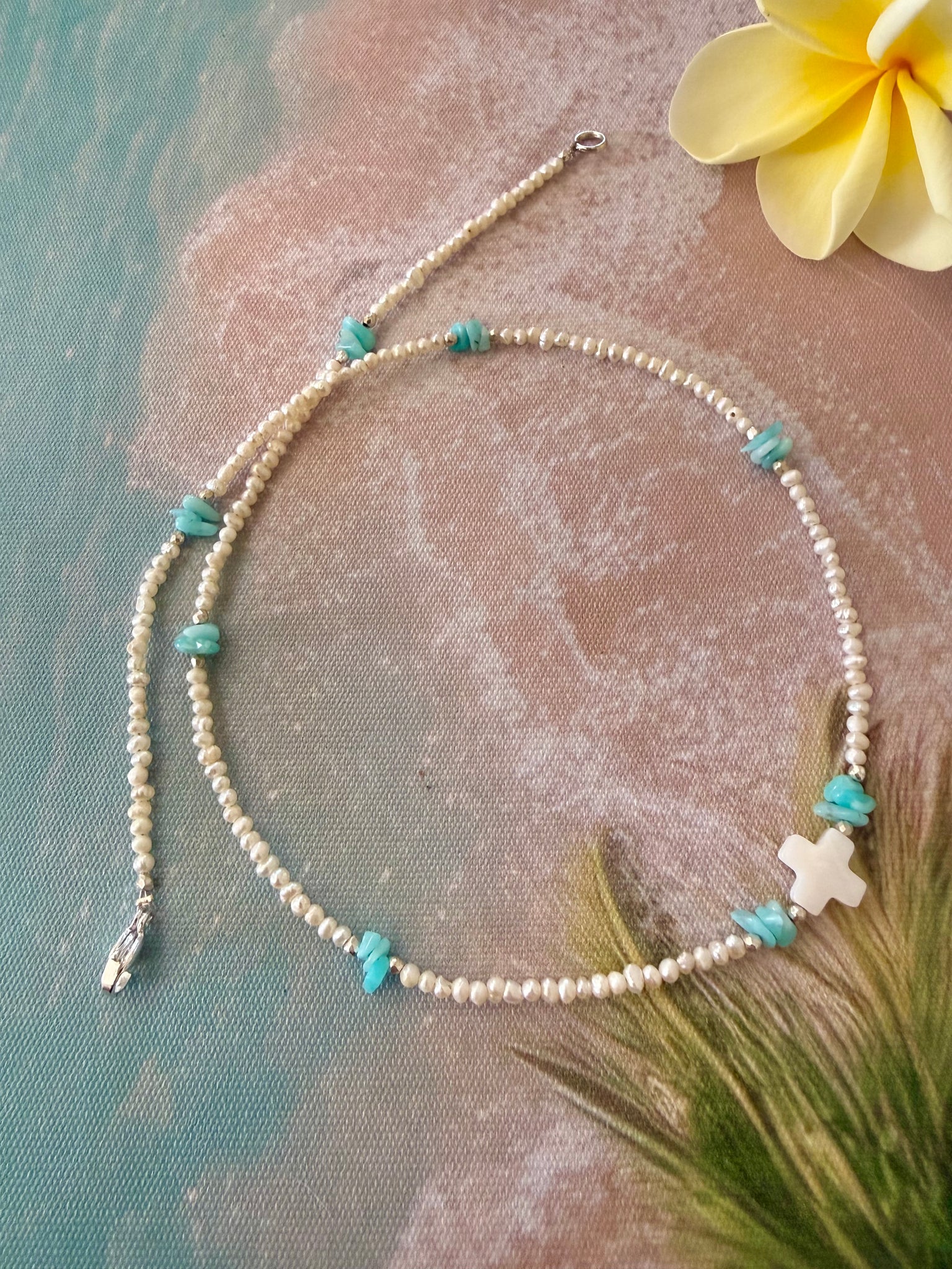 Ocean Pearl Soul Cross Necklace