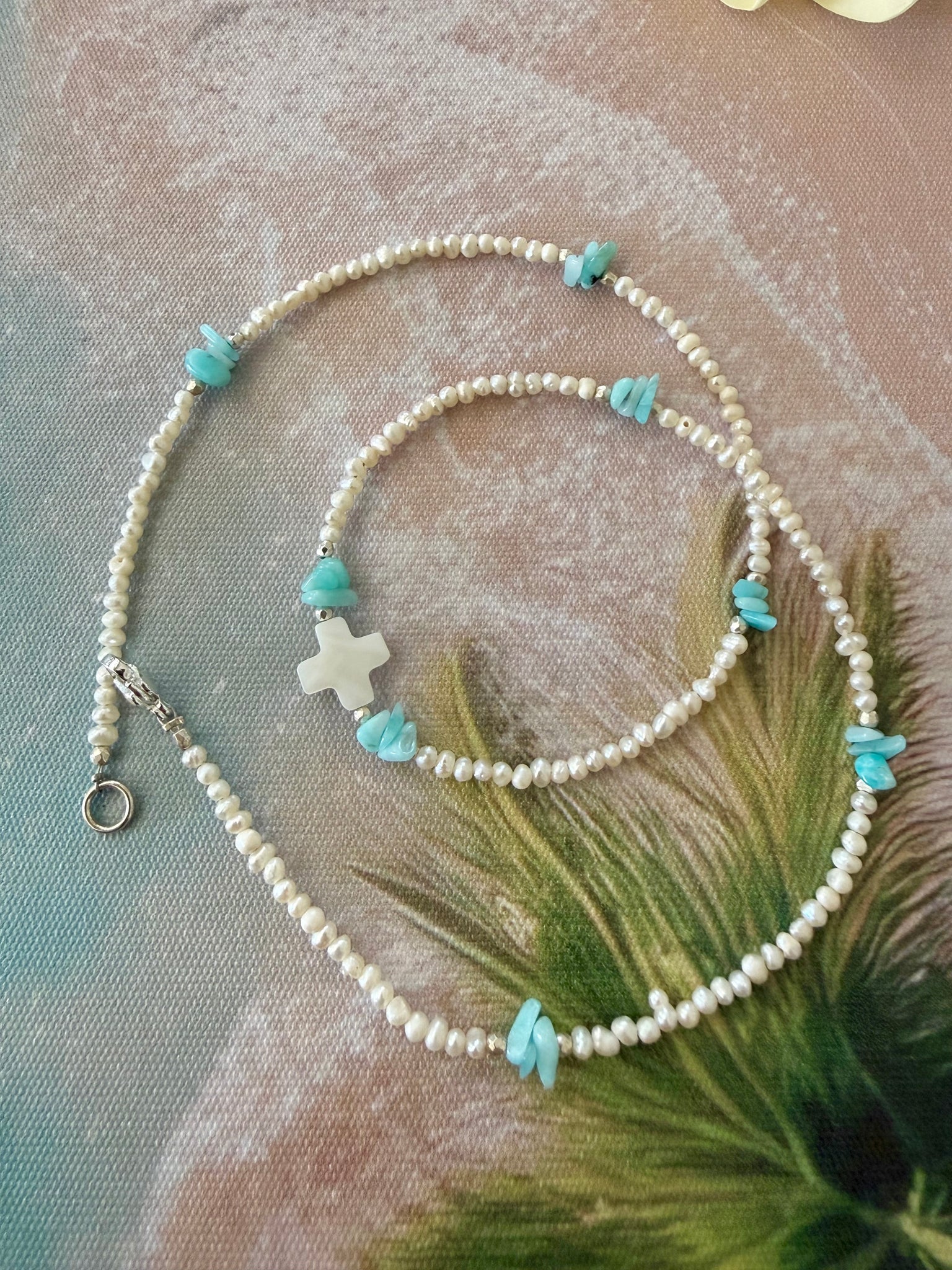 Ocean Pearl Soul Cross Necklace