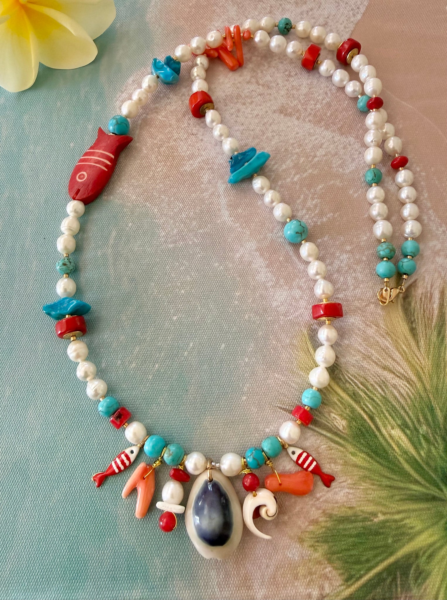 Ocean Treasure Coral & Turquoise Stone Necklace