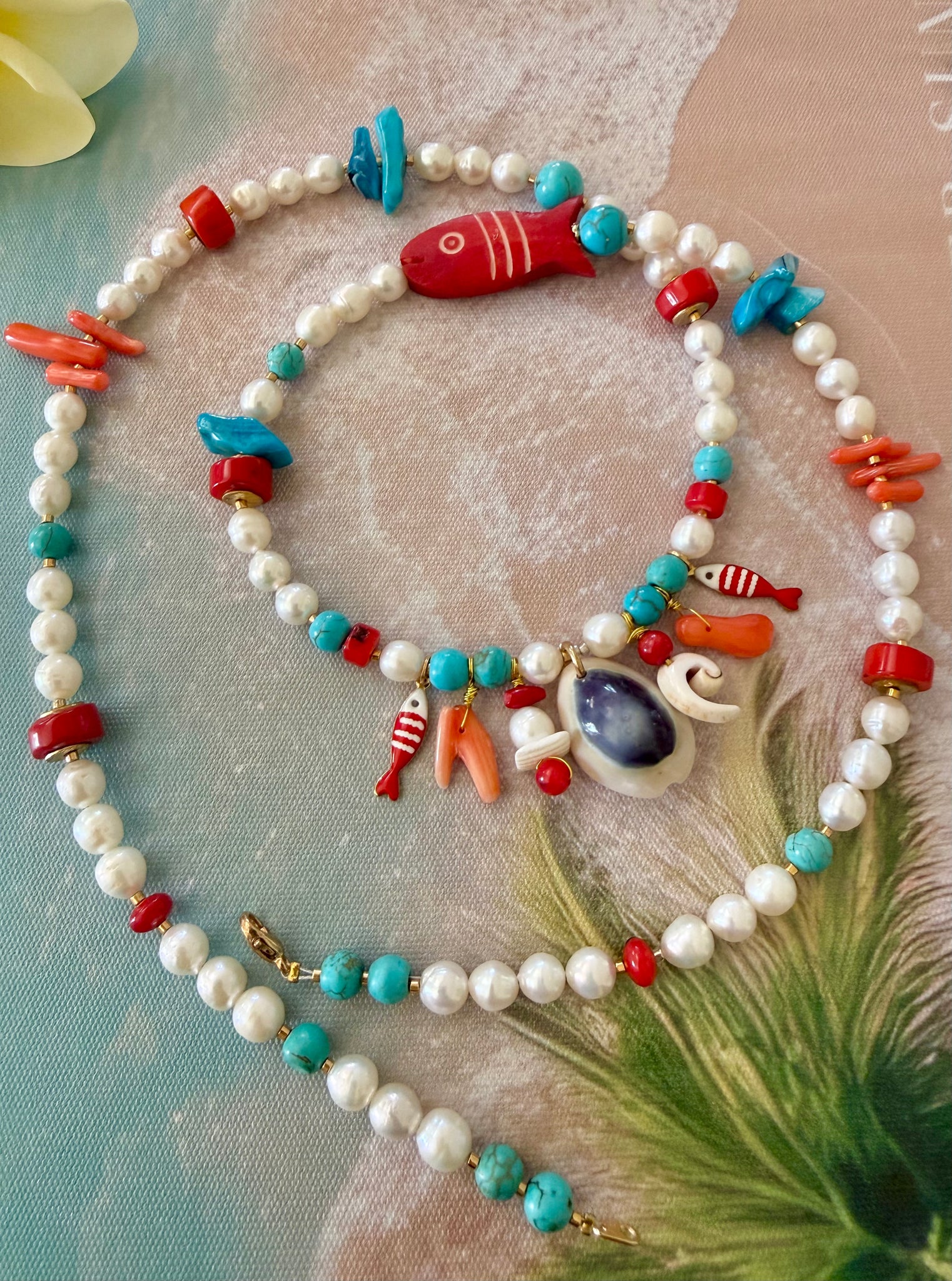 Ocean Treasure Coral & Turquoise Stone Necklace