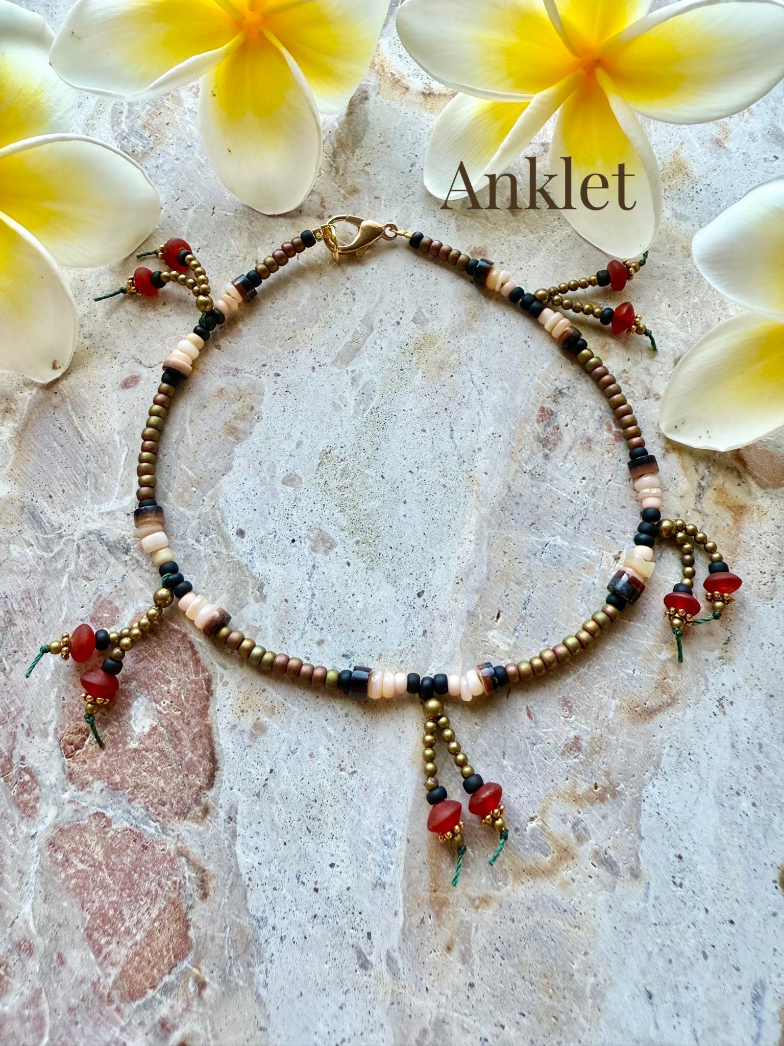 Beachie Tribal Seed Bead Anklet