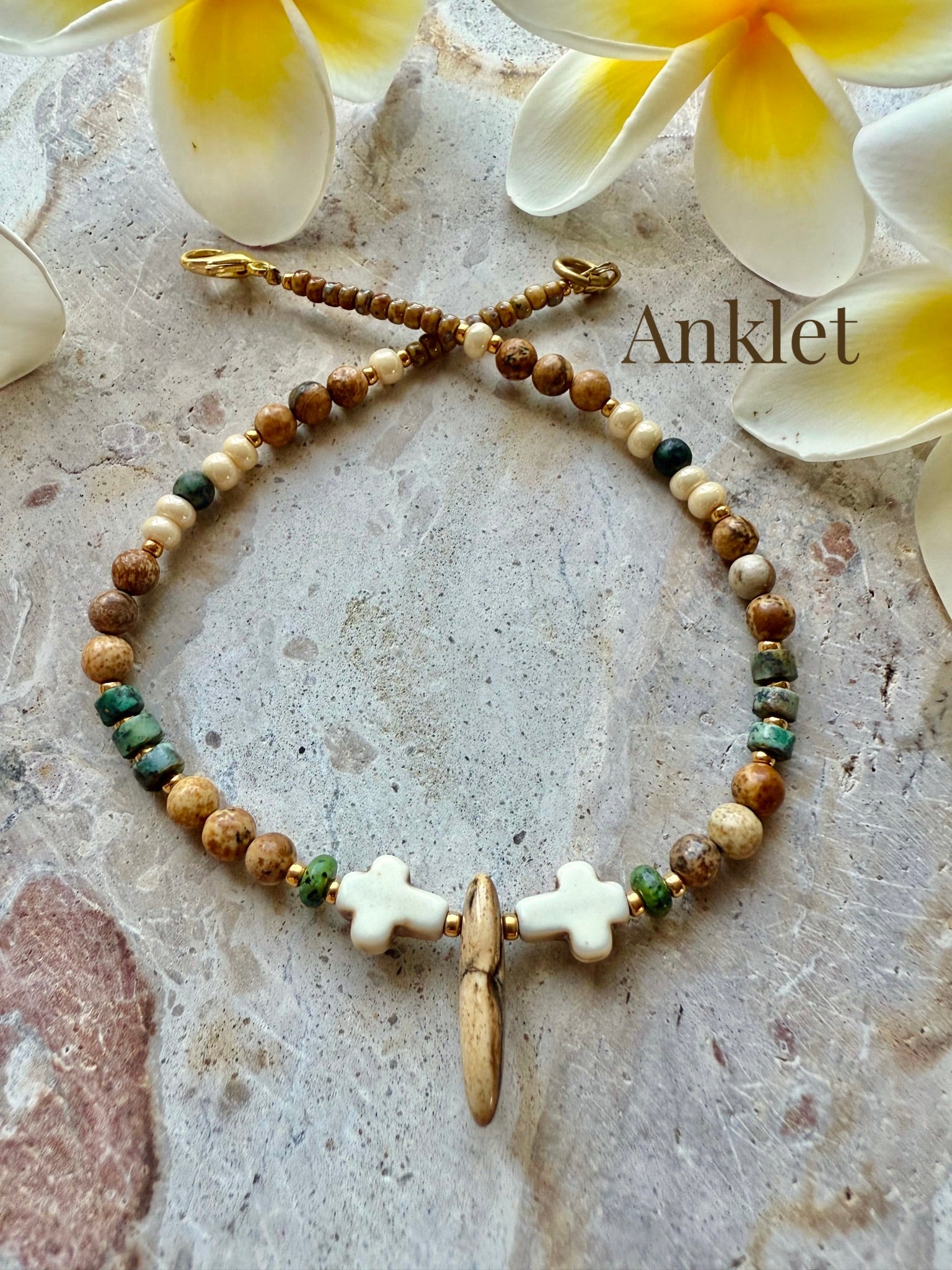 Sunset Seed Bead Stone Anklet