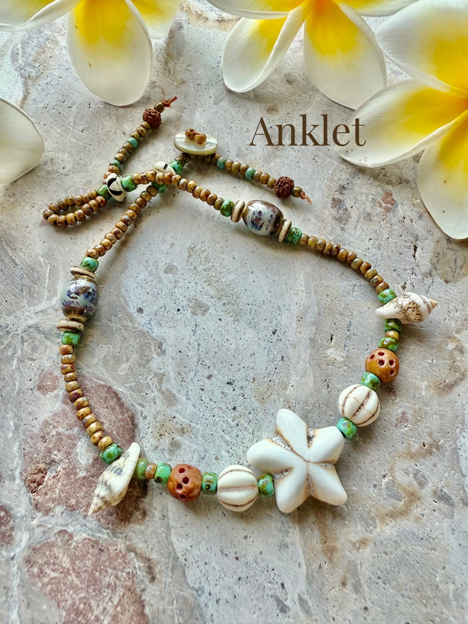 Starfish Shell Beaded Anklet