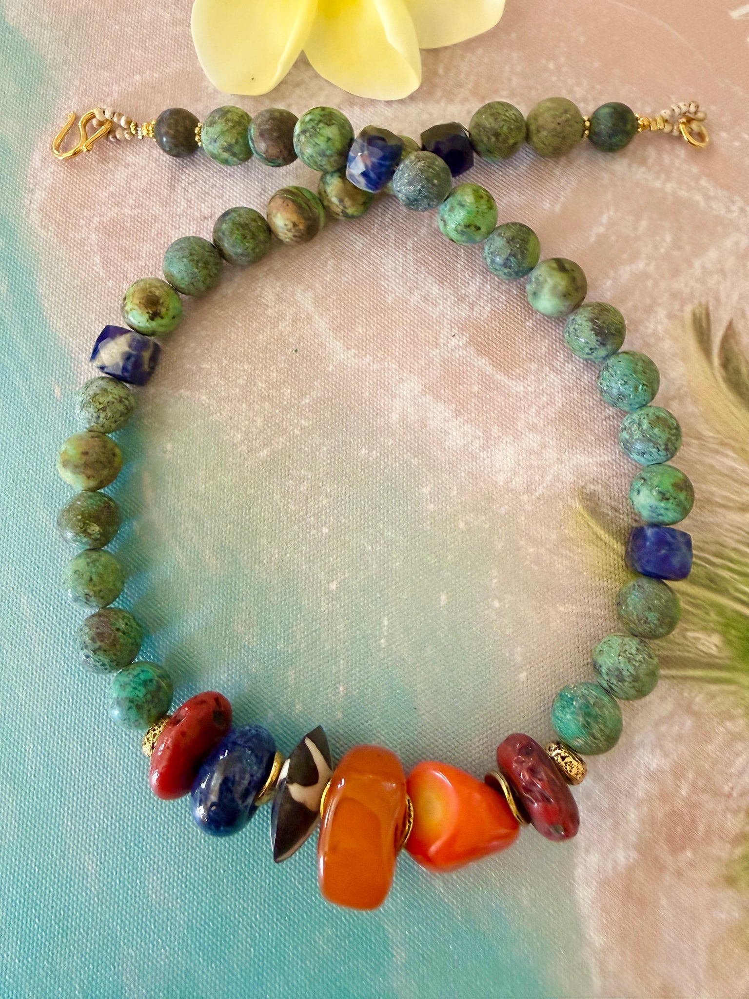 Bohemian African Turquoise Gemstone Necklace