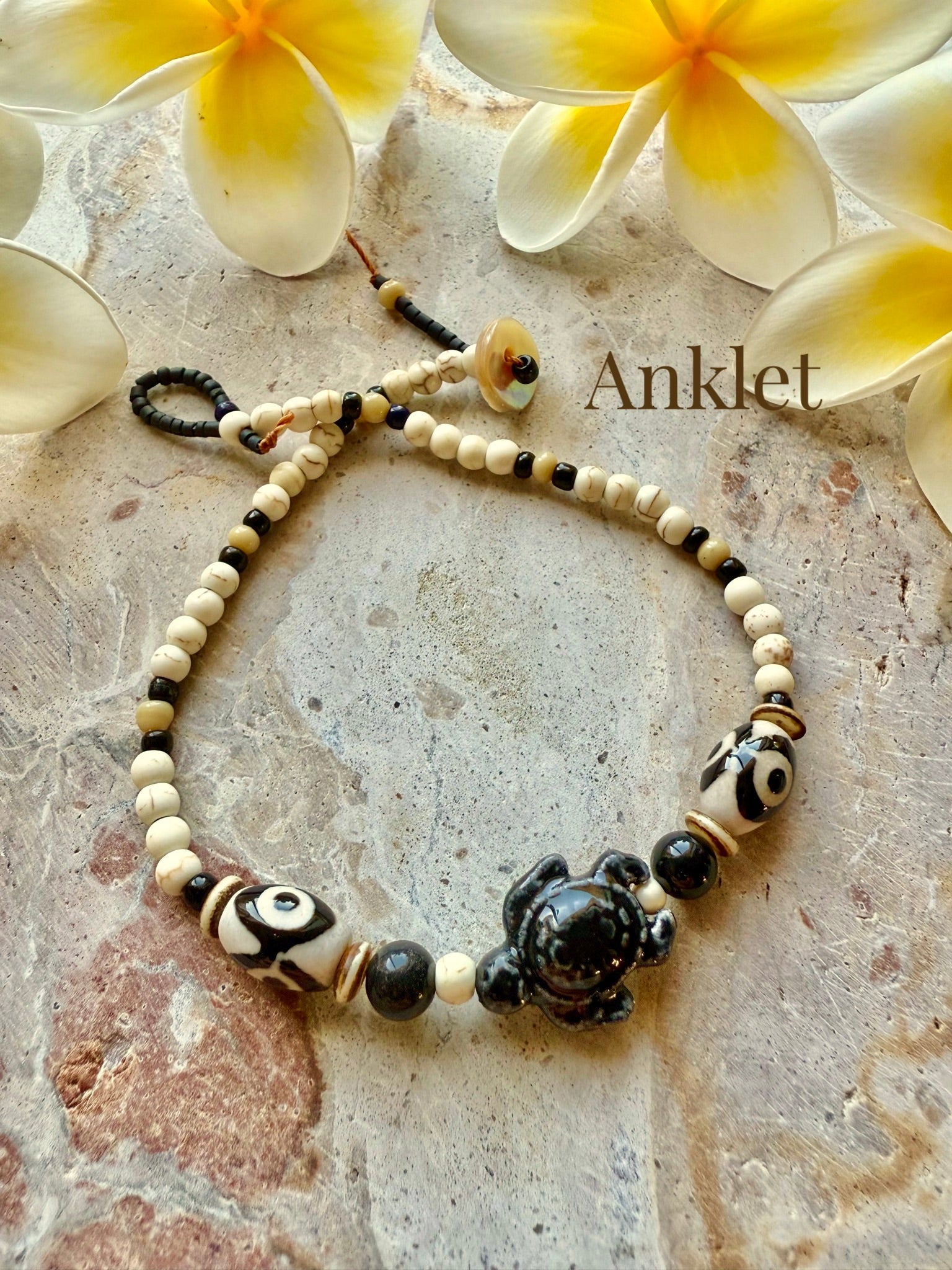 Tribal Black Turtle Anklet