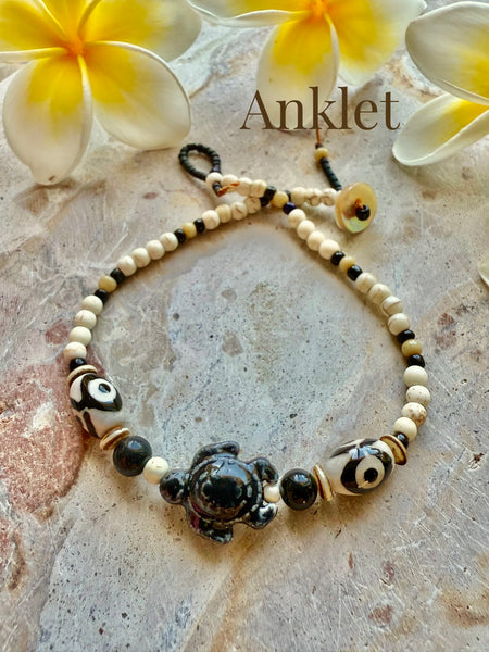 Tribal Black Turtle Anklet