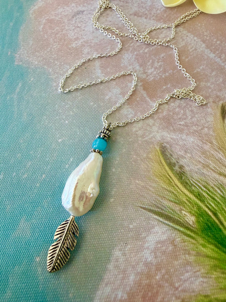 Bohemian Silver Feather Necklace