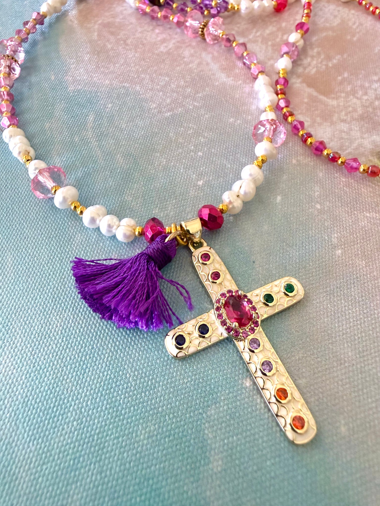 Bohemian Crystal Cross Necklace