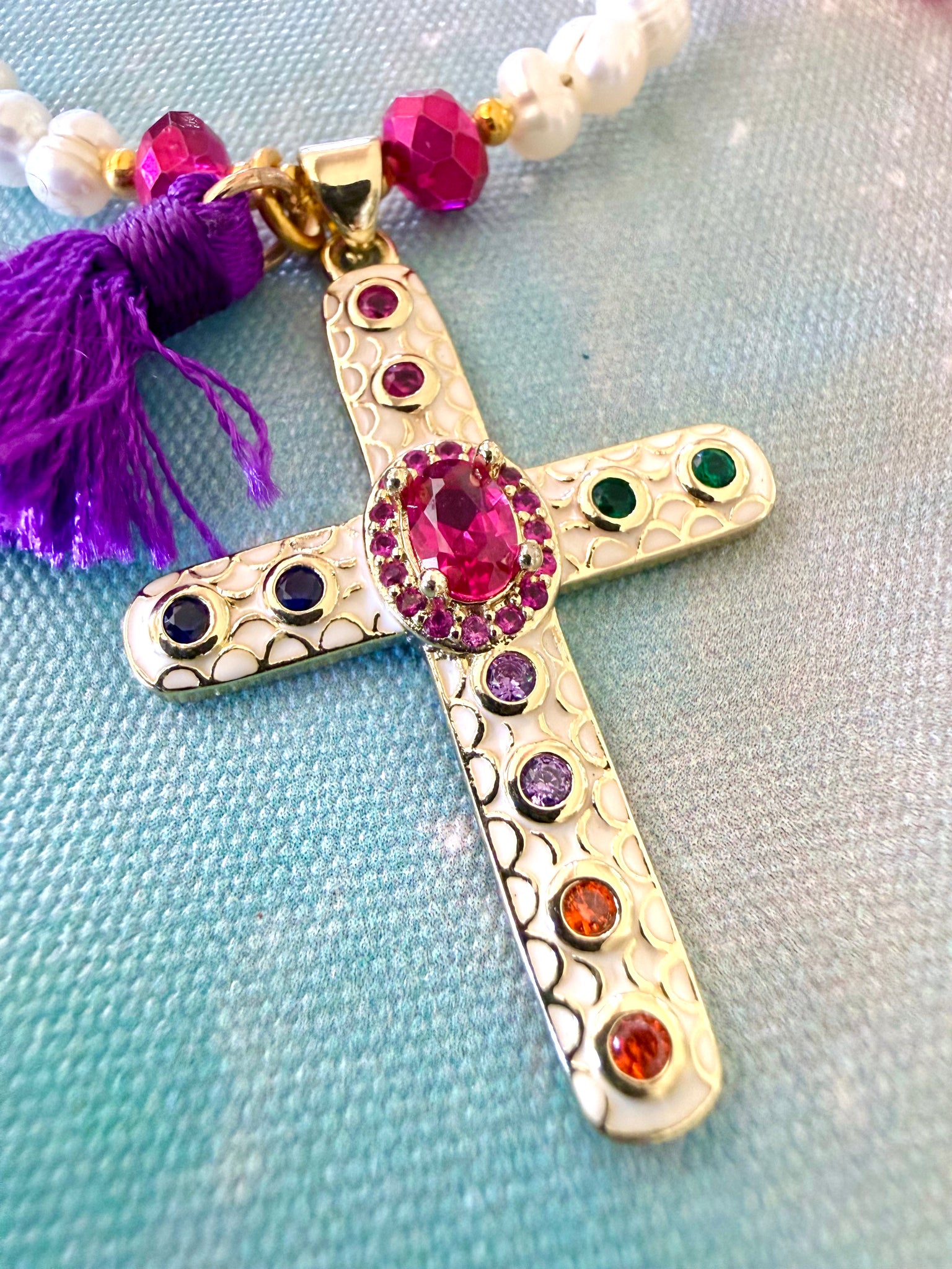 Bohemian Crystal Cross Necklace