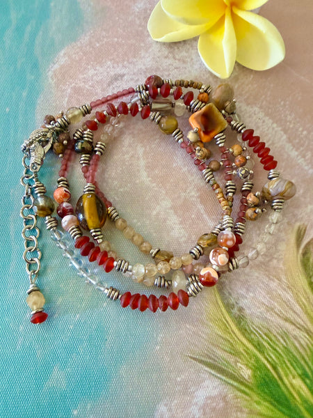 Bohemian Sunset Quartz Crystal Wrap Bracelet