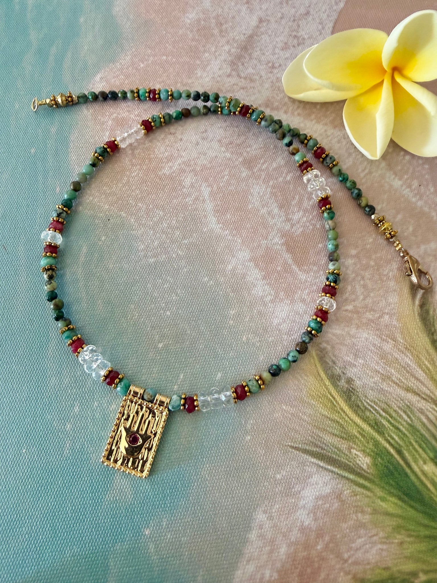 Indian Market Turquoise Crystal Necklace