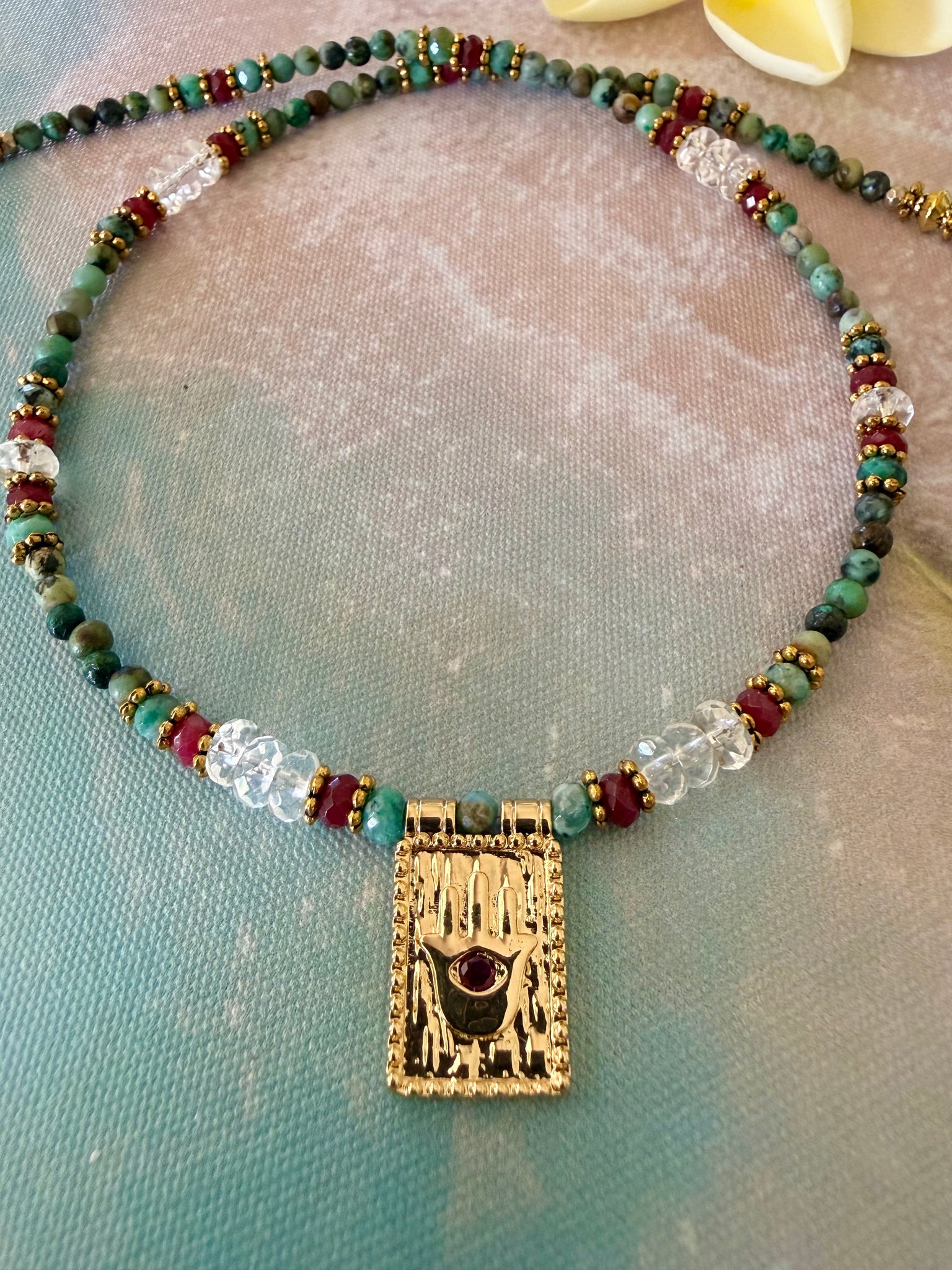Indian Market Turquoise Crystal Necklace