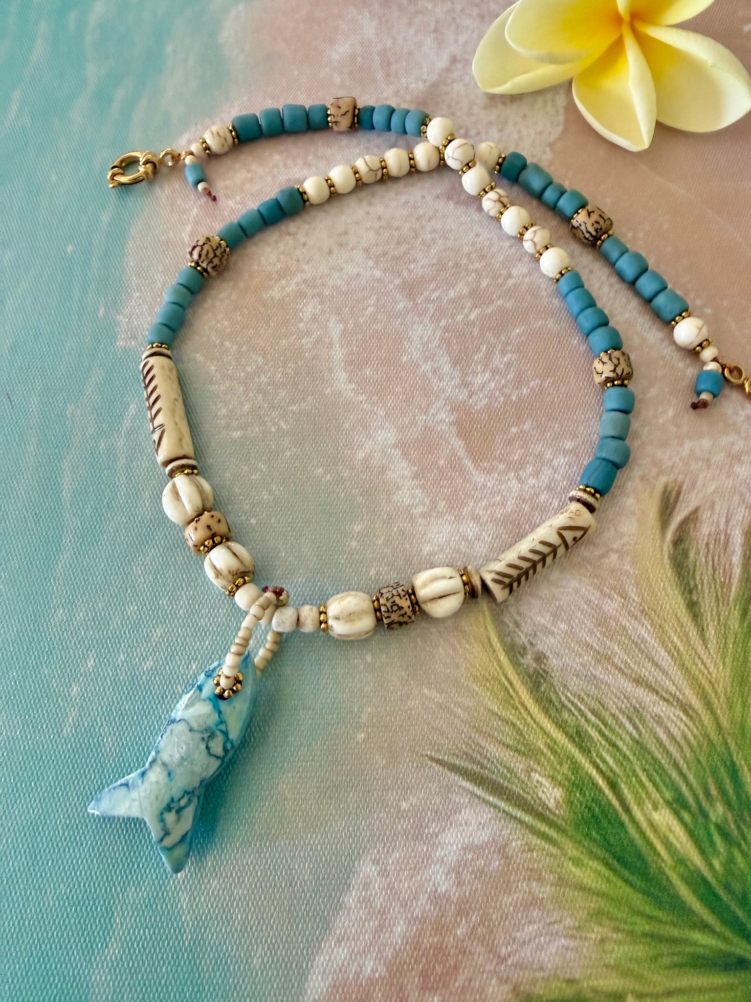 Bali Sea Breeze Fish Stone Necklace