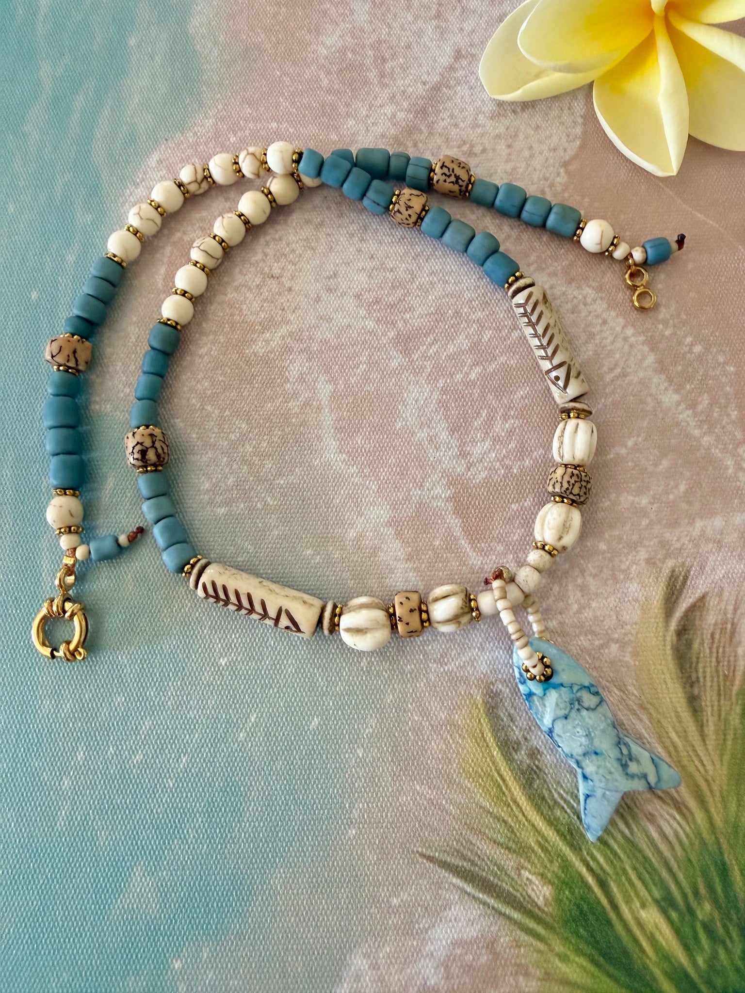 Bali Sea Breeze Fish Stone Necklace