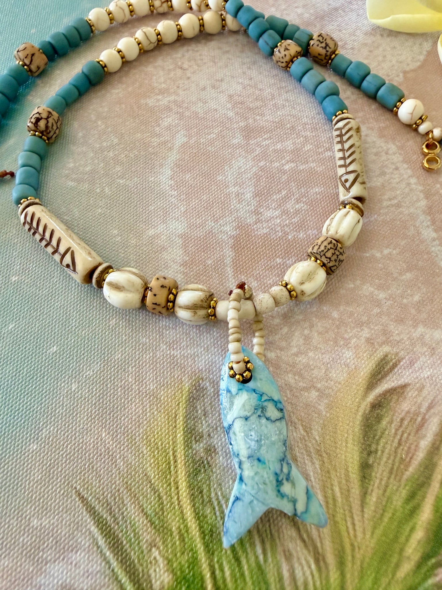 Bali Sea Breeze Fish Stone Necklace