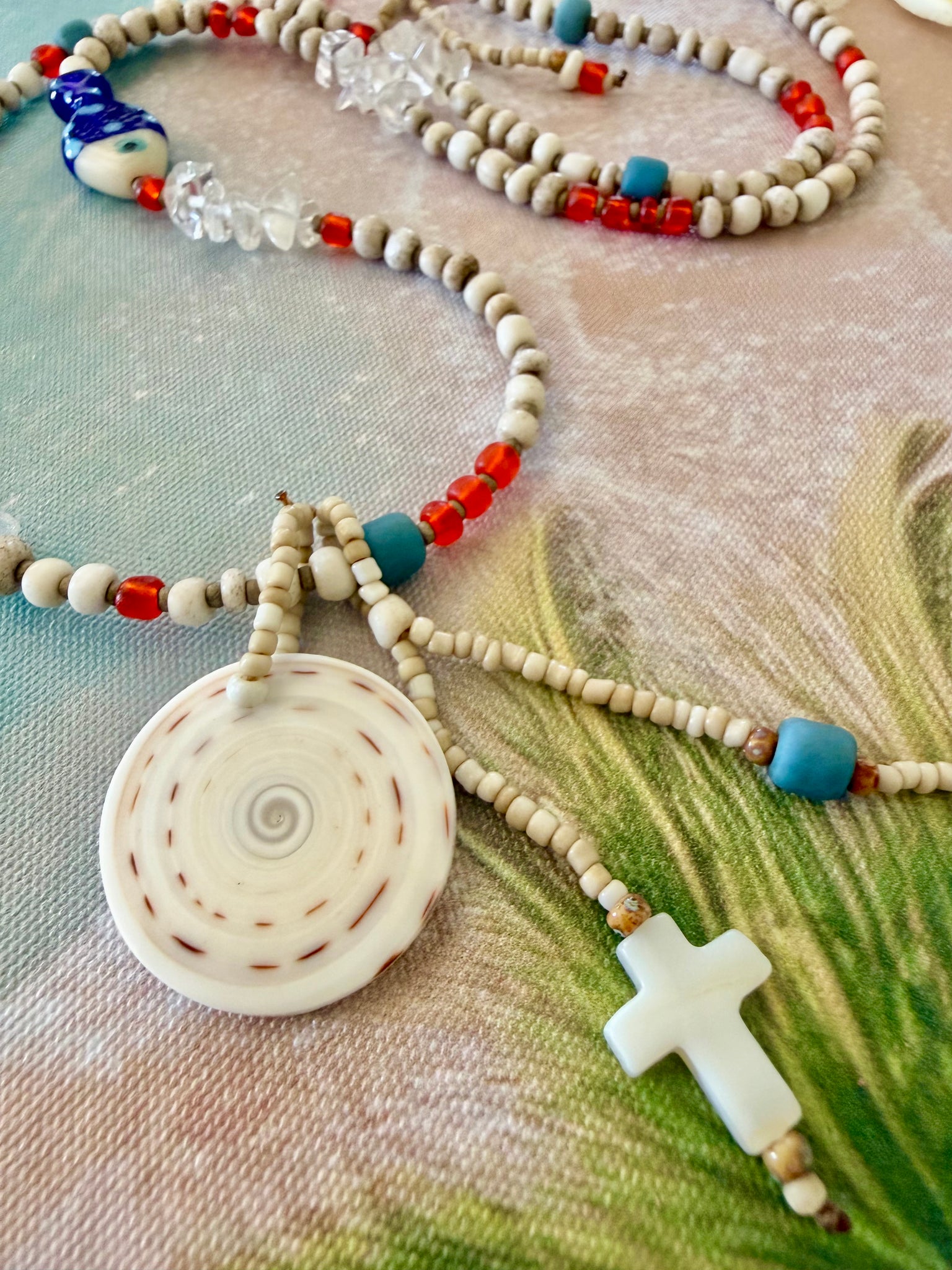 Coastal Island Shell Cross Necklace