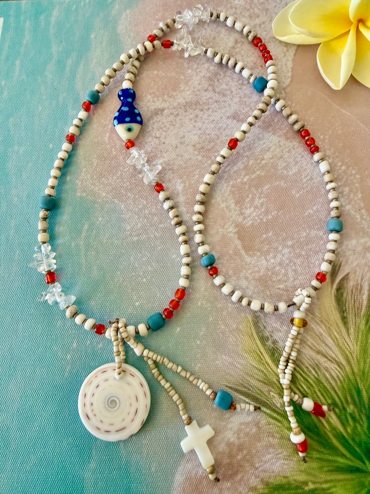 Coastal Island Shell Cross Necklace