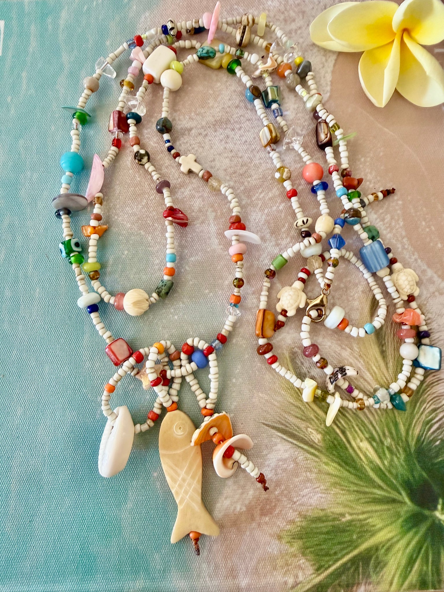 Seed Bead Shell Boho Necklace