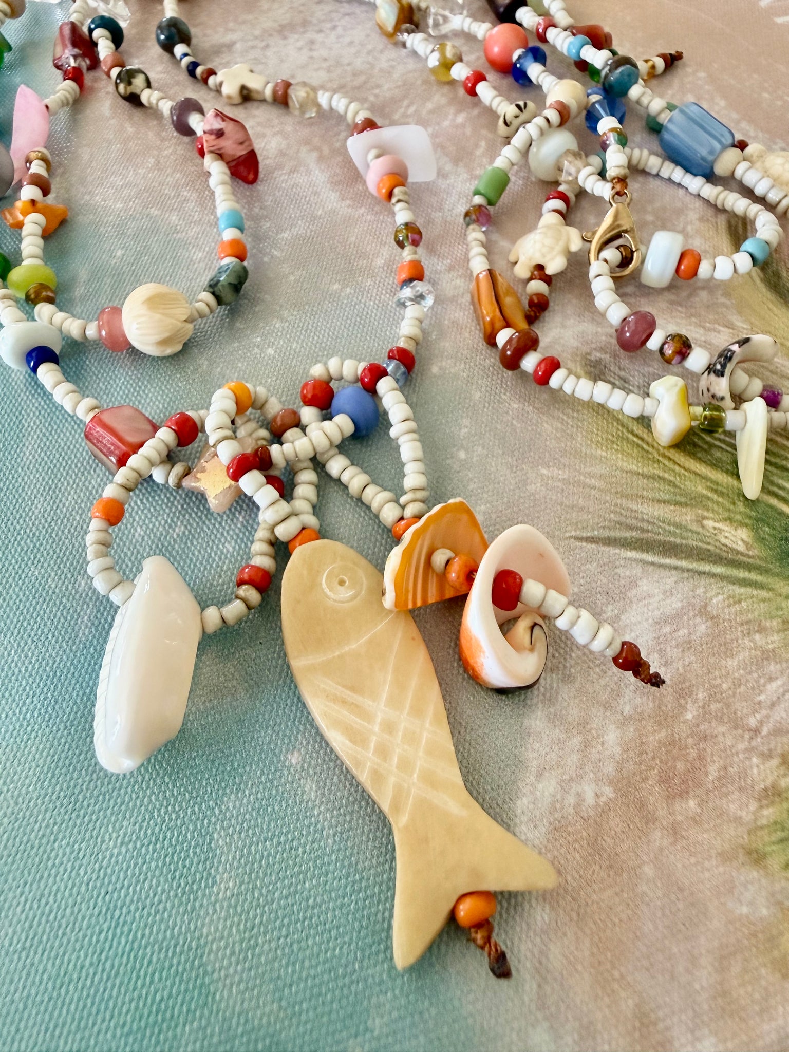 Seed Bead Shell Boho Necklace