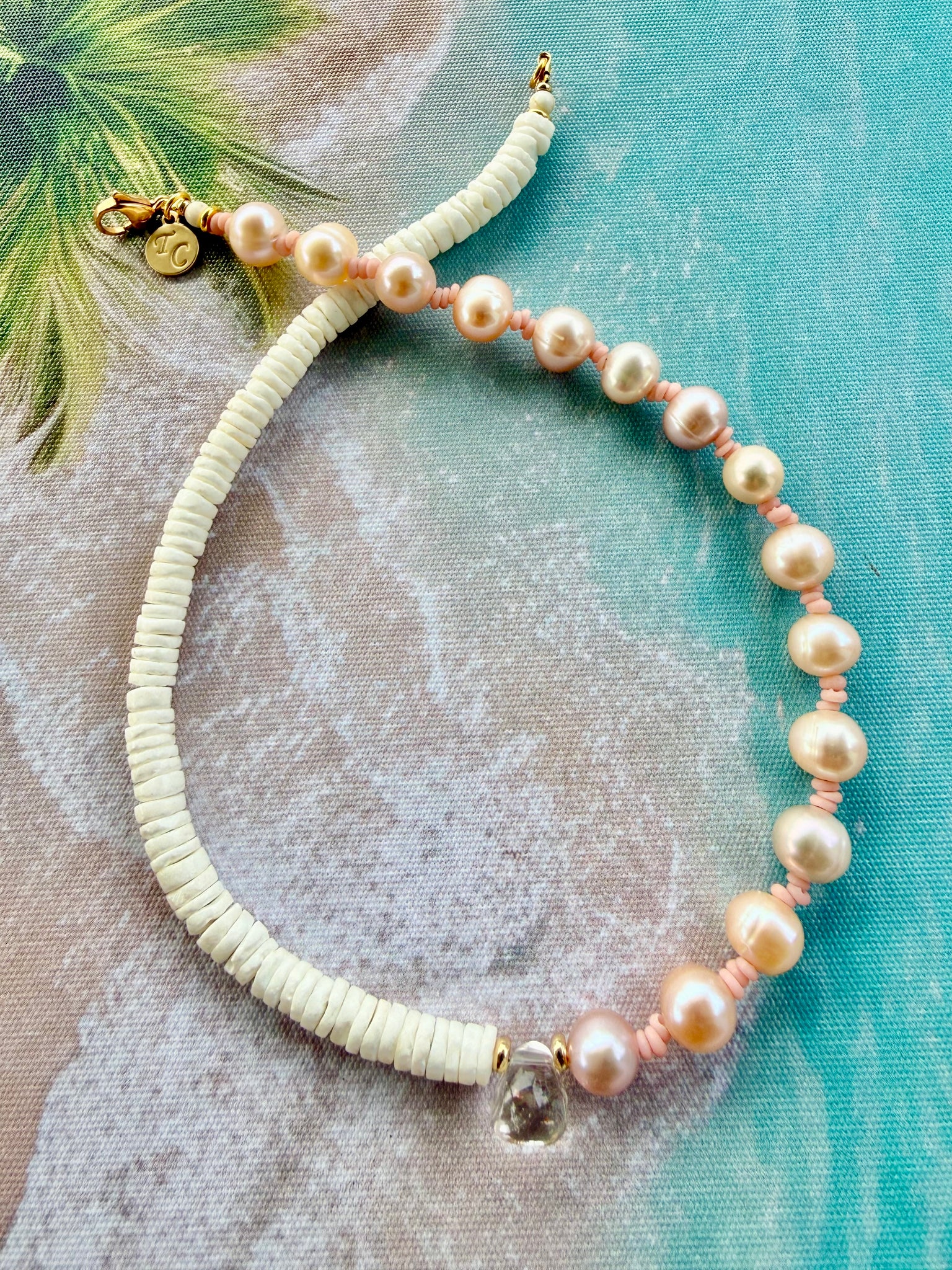 Island Girl Pearl & Shell Quartz Crystal Necklace